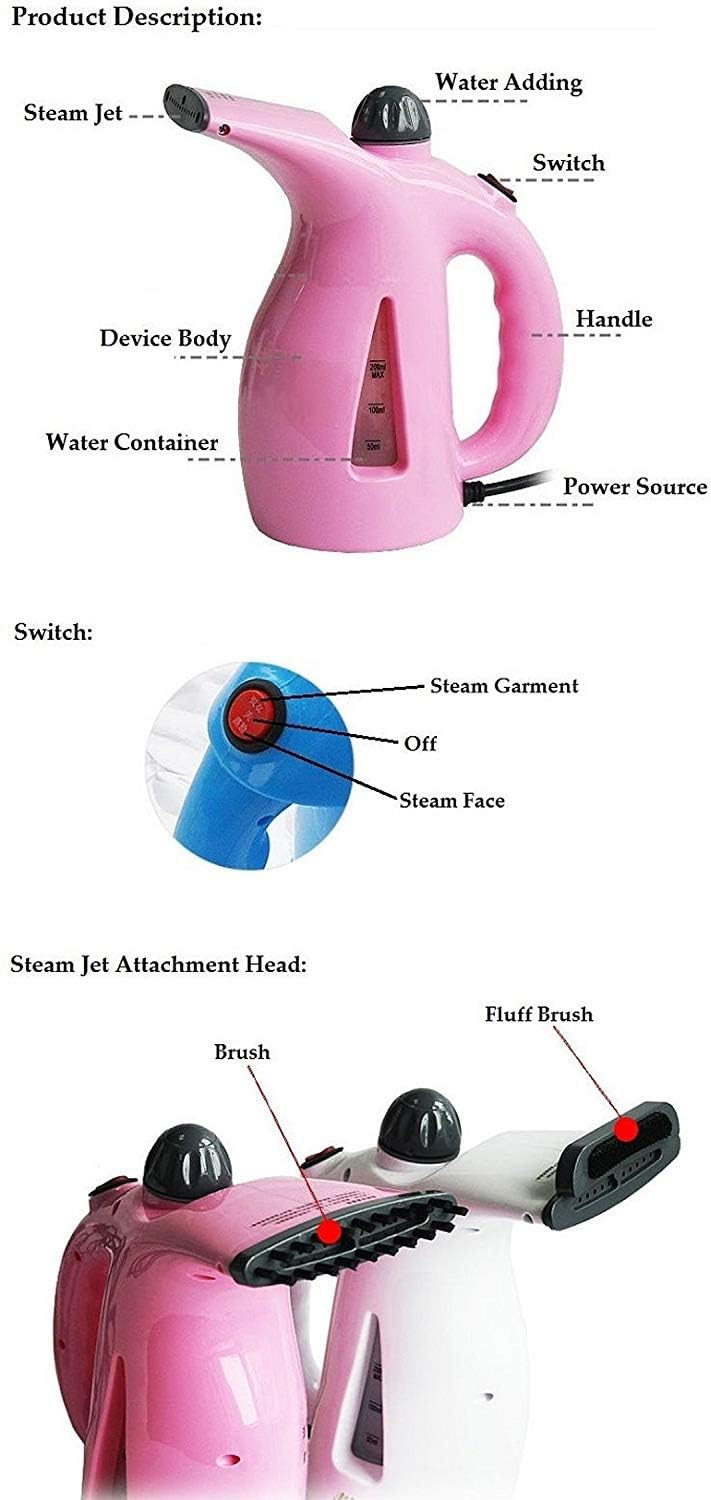 VINSH ENTERPRISE 2-in-1 Electric Garment Steamer & Facial Steamer - Portable Handheld Clothes Steamer with 200ml Water Tank for Wrinkle Removal, Cold Relief & Spa Treatments - Perfect for Travel, Home Use & Beauty Salons