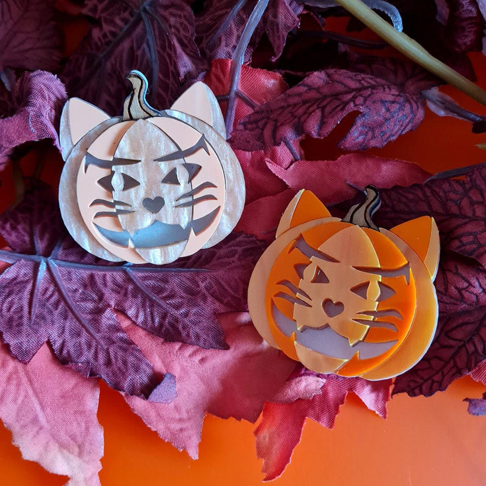 Cherryloco Cat O Lantern Halloween Necklace - Cute Pumpkin Cat Pendant Jewelry for Women - Perfect for Halloween Parties, Cosplay & Gift Giving