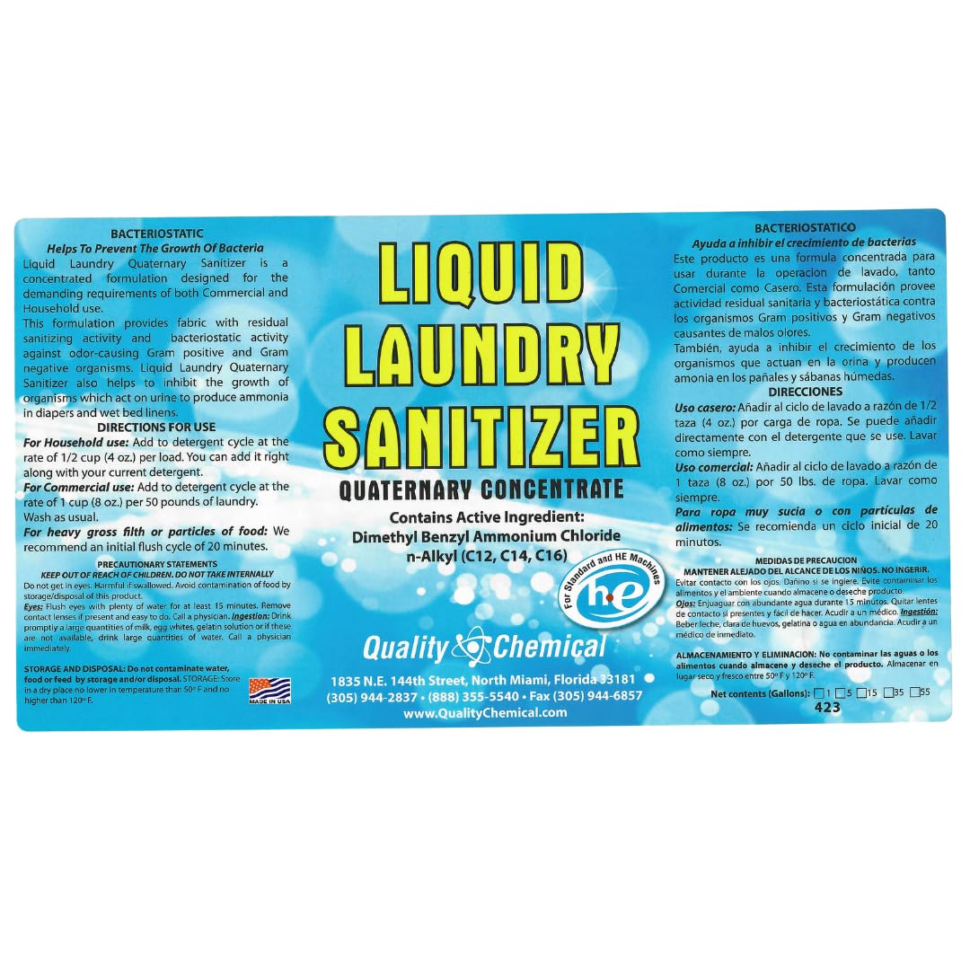 Premium Laundry Sanitizer & Disinfectant Liquid - Odor Eliminator for Clothes, Linens & Fabrics (128oz, Pack of 4) | Commercial & Home Use for Fresh, Hygienic Laundry