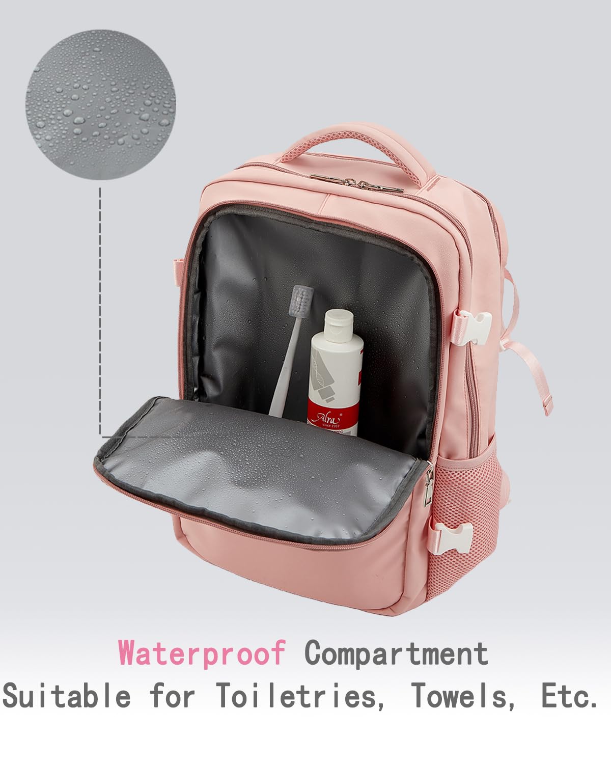 Women's Pink Travel Backpack - 15.6 Inch Laptop Carry-On Backpack with USB Charging Port, Lightweight Water-Resistant Daypack for Work, School & Airplane Travel