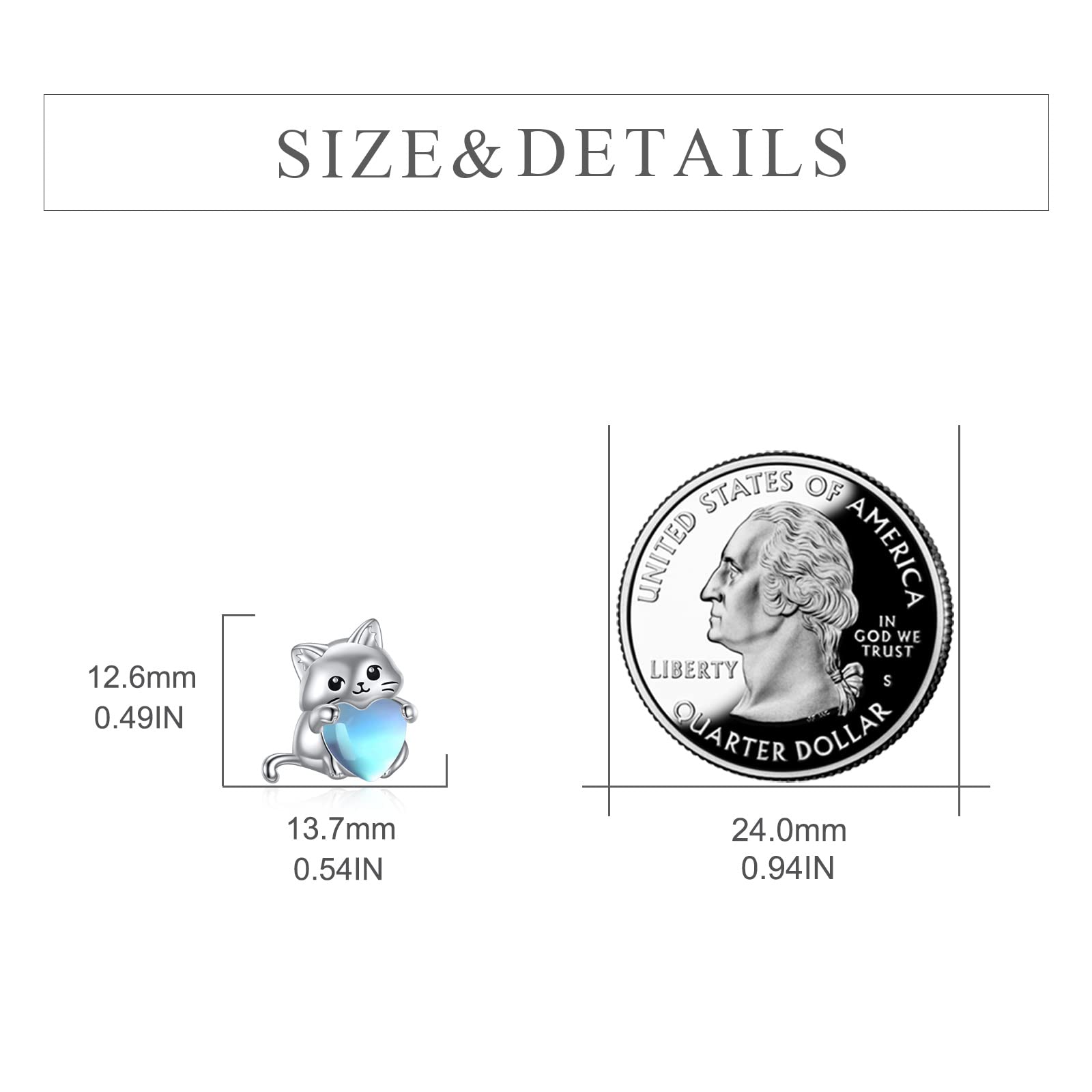 YFN Sterling Silver Cat Moonstone Stud Earrings for Women & Girls | Elegant Animal Jewelry for Everyday Wear & Special Occasions