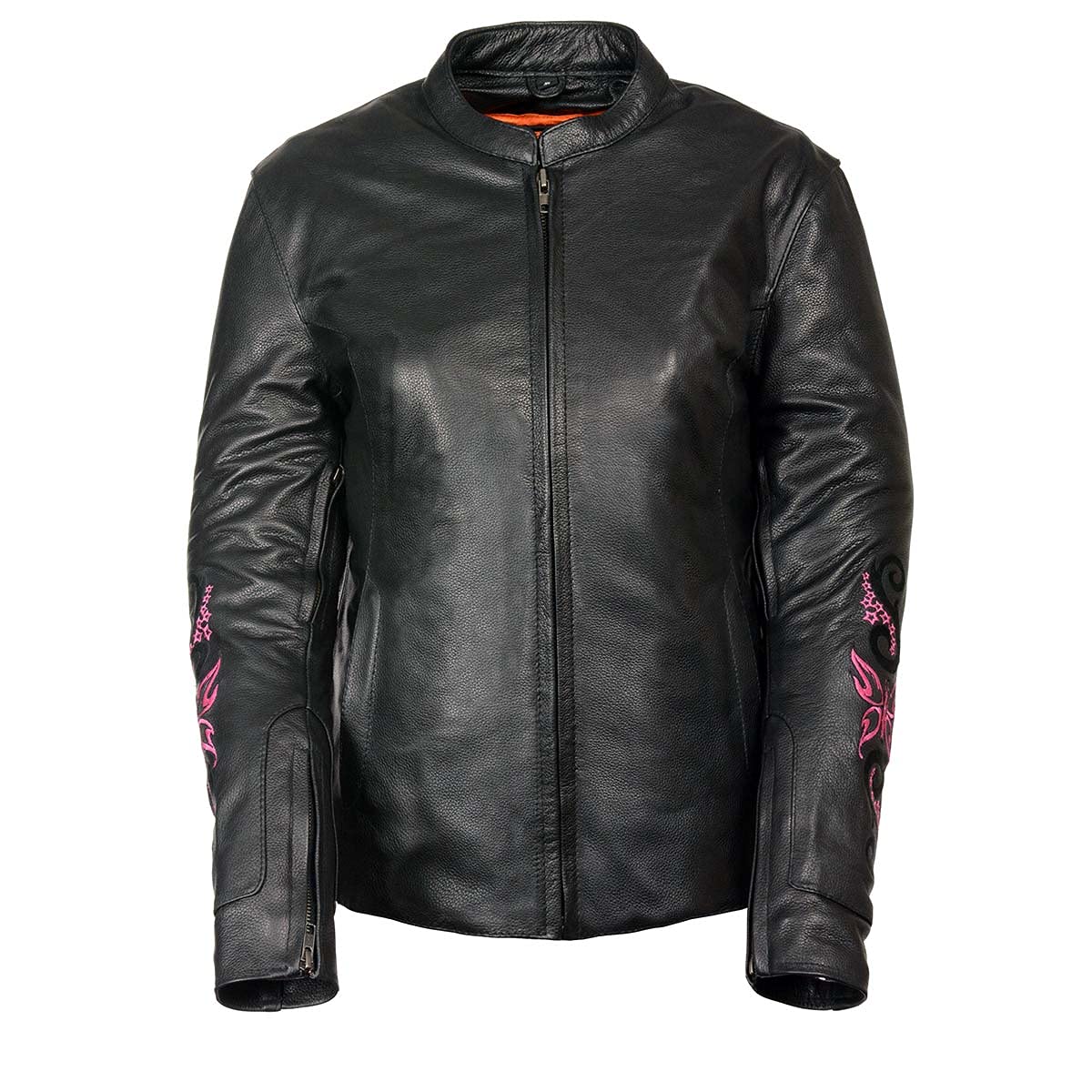 Milwaukee Leather ML1952 Women's Black Embroidered Wing & Stud Design Leather Scooter Jacket | Motorcycle Riding, Biker Fashion, Urban Style