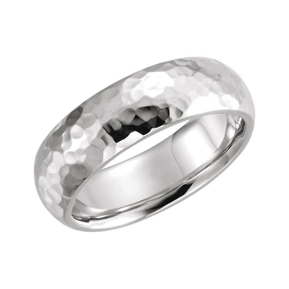Bonyak Sterling Silver 7mm Half Round Hammered Wedding Band Ring - Size 6.5 - Elegant Hammer Finish Jewelry for Men & Women - Perfect for Anniversaries, Engagements & Everyday Wear