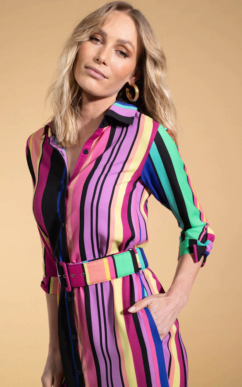 Alva Striped Dress for Women | Multi-Color Summer Casual Dress | Perfect for Beach, Vacation & Everyday Wear