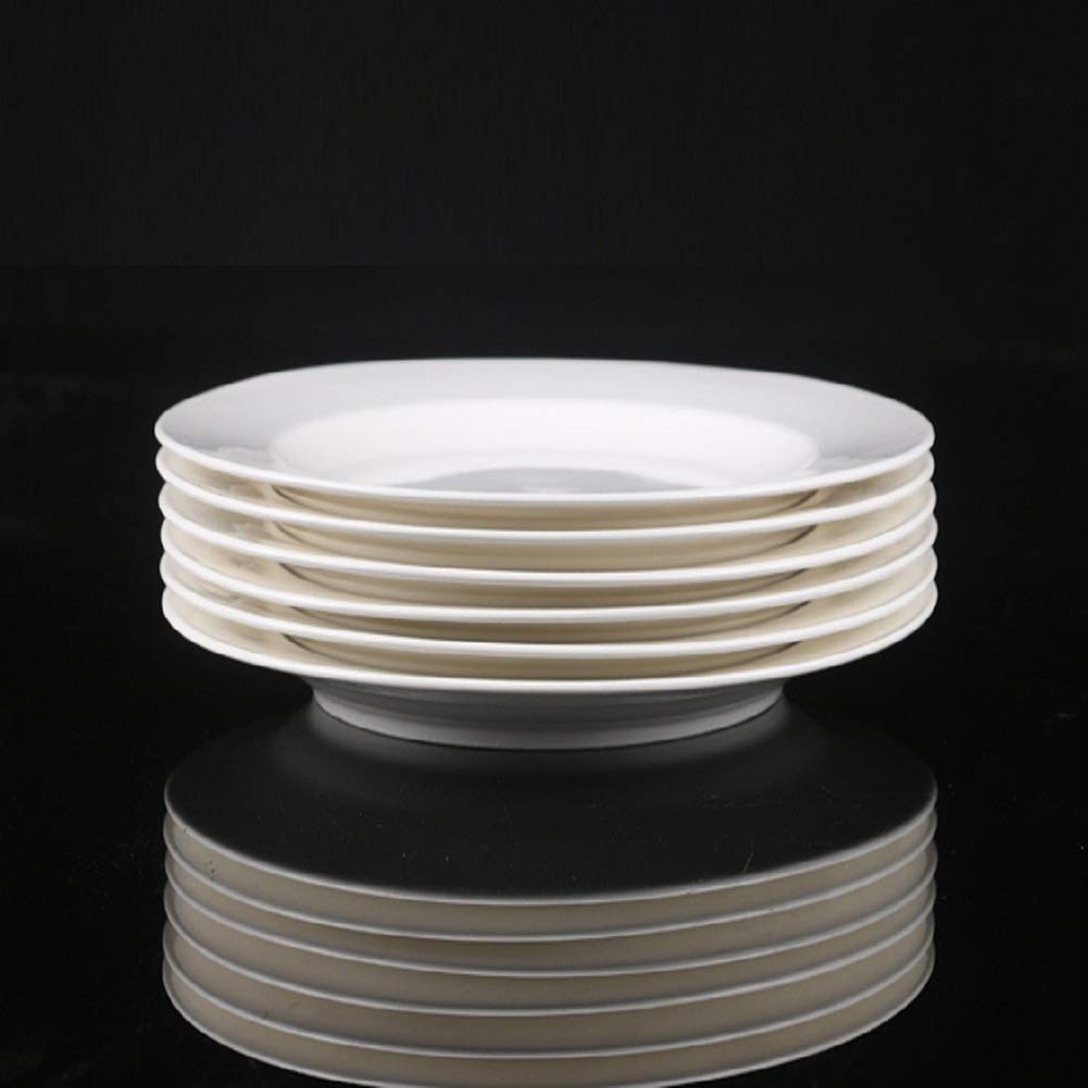 6-Piece White Round Dinner Plate Set (7.5 Inch) - Perfect for Salads, Desserts, Parties, Home Kitchen & Restaurant Use - Ideal Christmas Gift for Hosts & Food Lovers