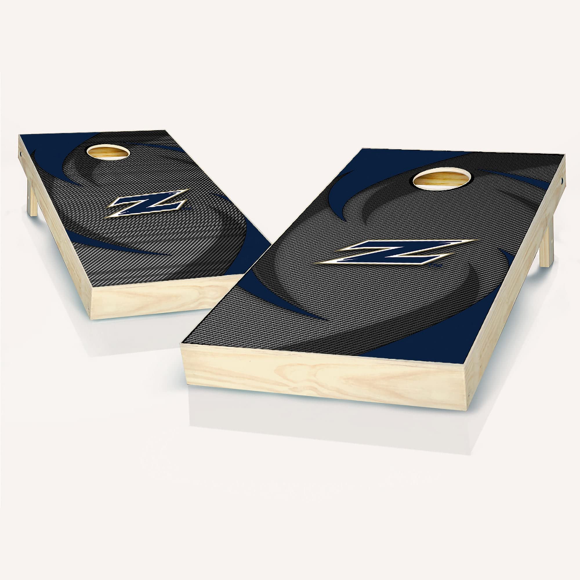 Premium Akron Swoosh Cornhole Game Set - 2 Regulation Wooden Boards & 8 All-Weather Bean Bags for Backyard, Tailgate, and Outdoor Party Fun