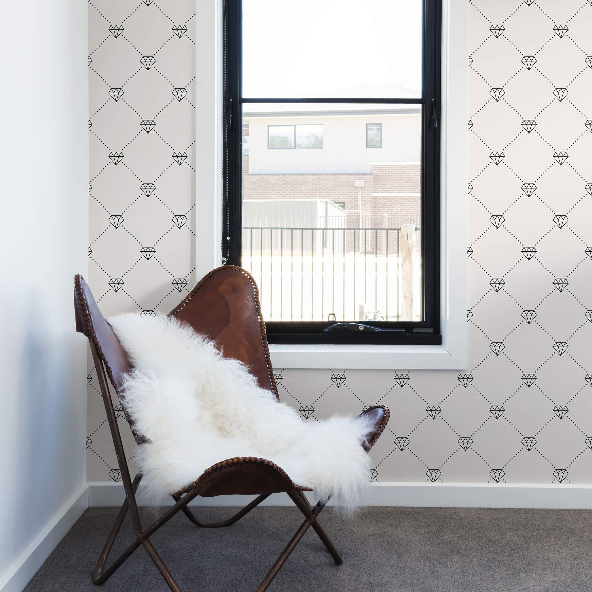 White Geometric Peel and Stick Removable Wallpaper - Self-Adhesive Decorative Wall Covering for Bedroom, Living Room, Office & Nursery Decor