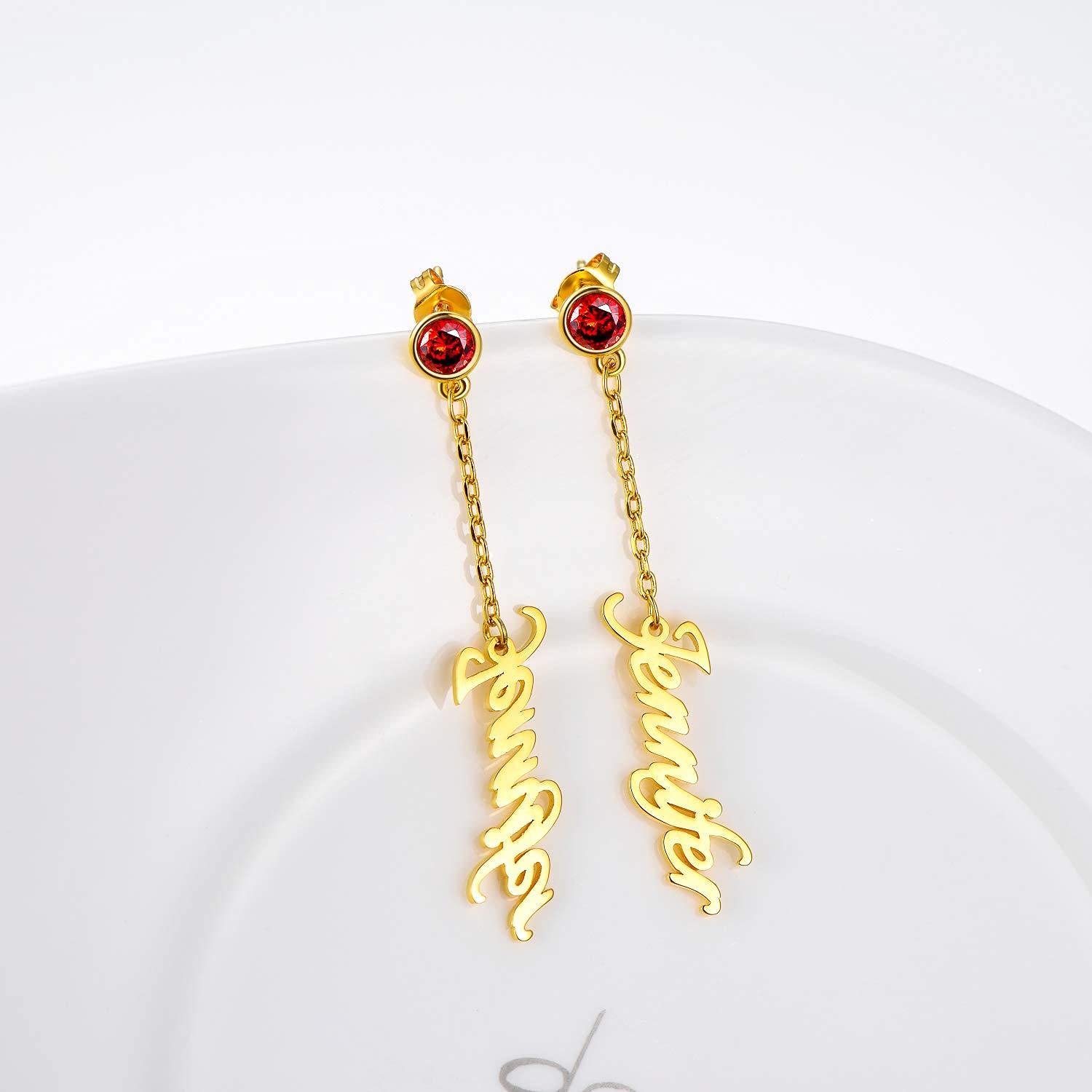 Personalized Name Earrings for Women - 10K, 14K, 18K Gold Custom Dangle Drop Earrings - Perfect for Birthdays, Anniversaries, and Special Occasions
