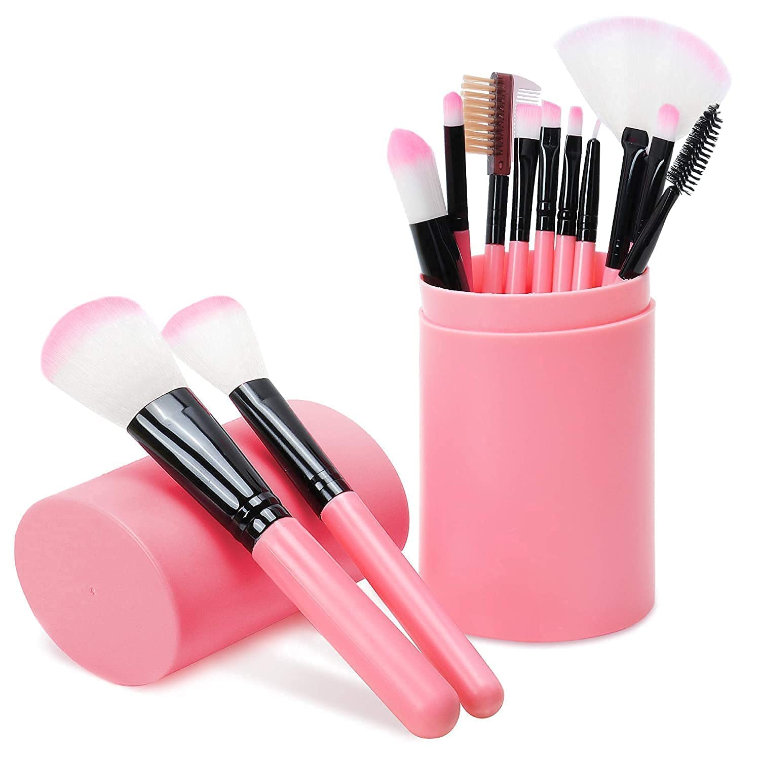 Professional 12-Piece Makeup Brush Set for Women & Girls - Soft Pink Face & Eye Cosmetic Brushes for Foundation, Blending, Contouring & More - Perfect for Daily Makeup, Travel & Professional Use
