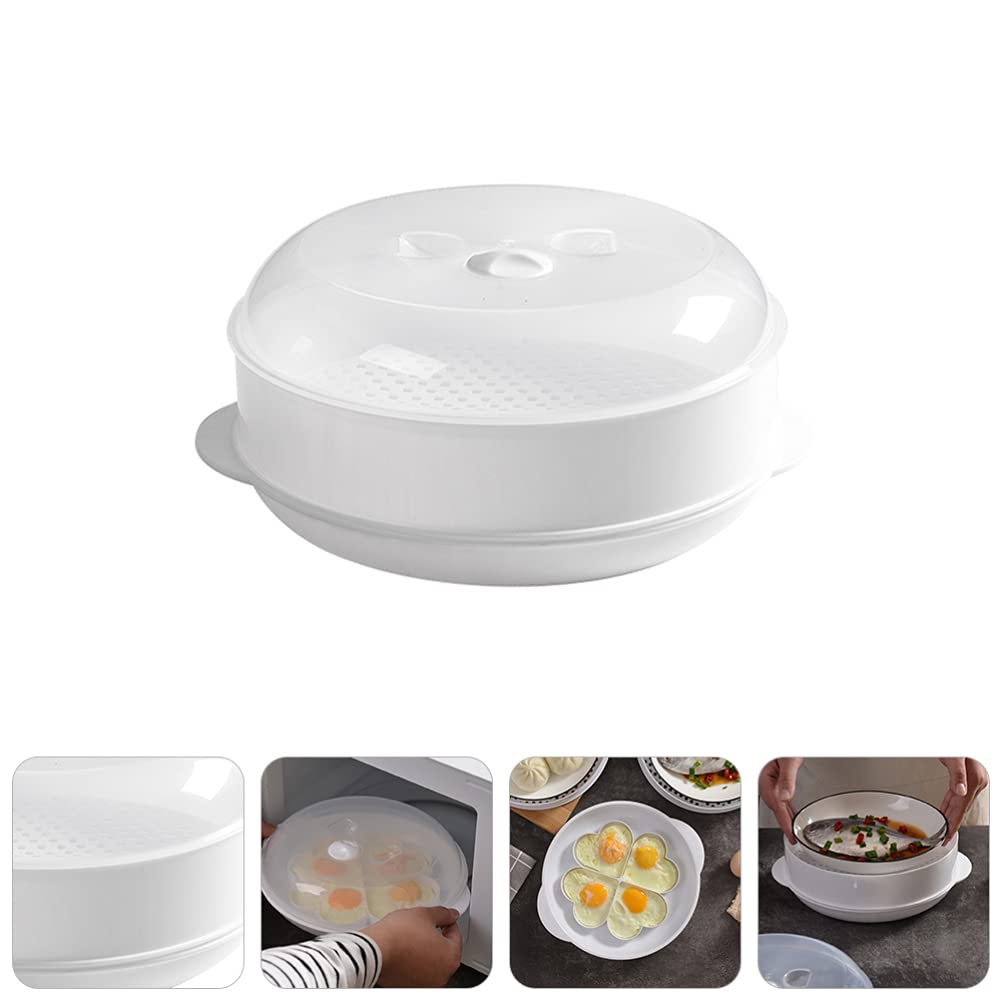 1pc Microwave Steamer with Lid - Miniature PP White Steam Rack for Vegetables, Dumplings & Food | BPA-Free, Dishwasher Safe | Perfect for Healthy Cooking, Meal Prep & Quick Reheating