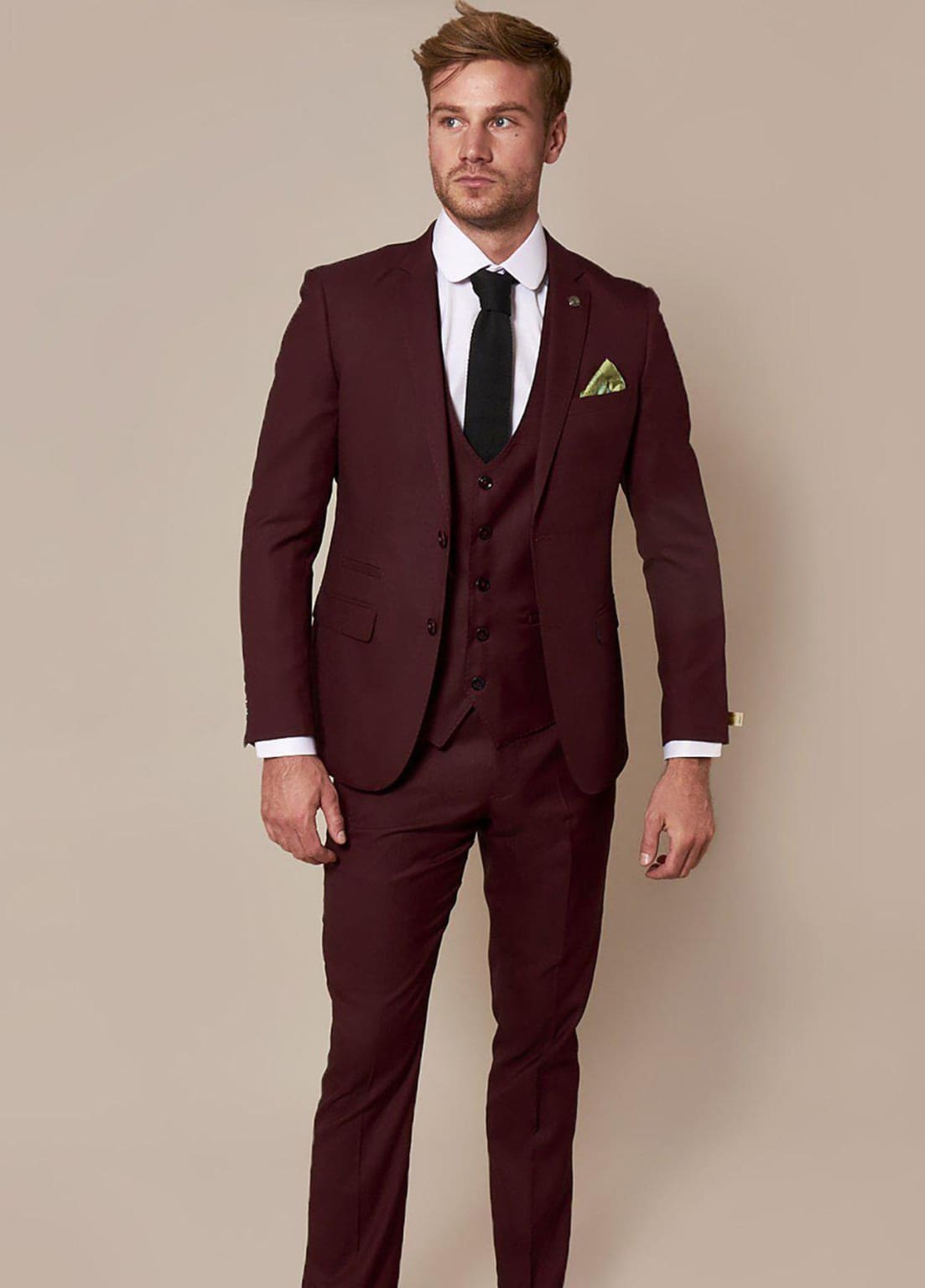 Marc Darcy Danny Wine 3 Piece Suit for Men | Premium Slim Fit Business Suit | Formal Wedding & Office Attire | Perfect for Business Meetings, Interviews & Special Occasions