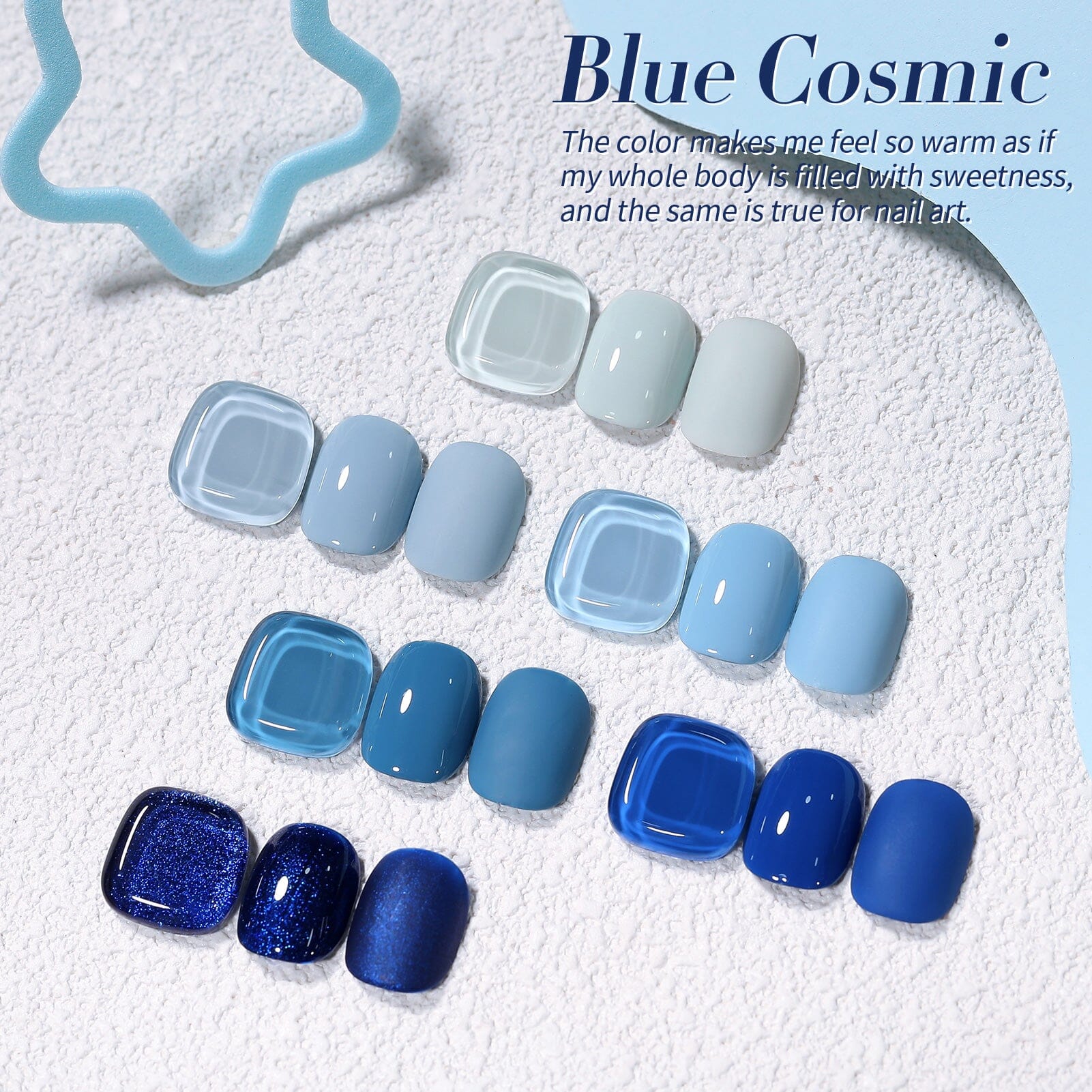 6 Colors Blue Cosmic Gel Nail Polish Set - 7ml Bottles for Long-Lasting Manicure & Pedicure | Perfect for Nail Salons, DIY Home Nail Art & Gift Giving