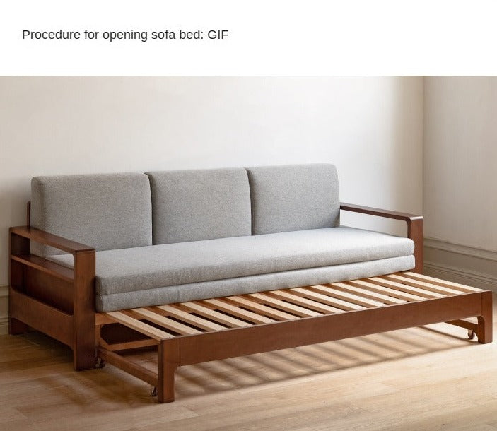 Oak & Beech Folding Multi-Functional Storage Sofa Bed - Convertible Guest Bed with Hidden Storage for Small Spaces, Living Rooms & Apartments