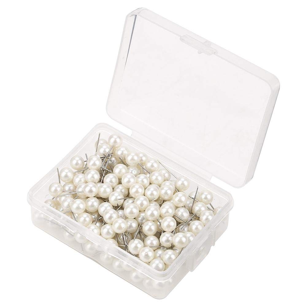Durable Comfortable Round Smooth Surface Push Pins for Maps, Embroidery & Quilting - Pearl White | Perfect for Crafting, Sewing Projects & Office Bulletin Boards