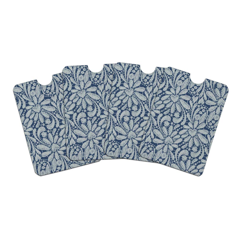 Handmade Lace Pattern RFID Blocking Credit Card Holder - Set of 4 Elegant Heart Design Wallet Protectors for Women | Perfect for Travel, Shopping & Daily Use to Prevent Identity Theft