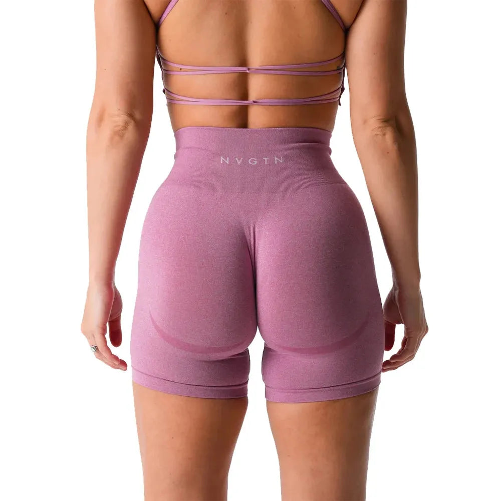 NVGTN High Waisted Seamless Shorts for Women - Smile Contour Yoga Biker Shorts | Perfect for Gym, Workout & Casual Wear