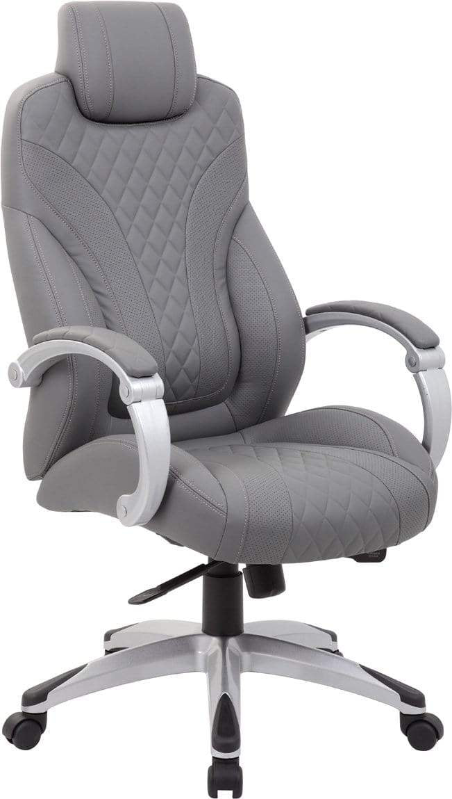Premium Boss Executive Hinged Arm Chair - Black Leather Office Chair [B8871 BK] for Home Office, Conference Room & Executive Suites