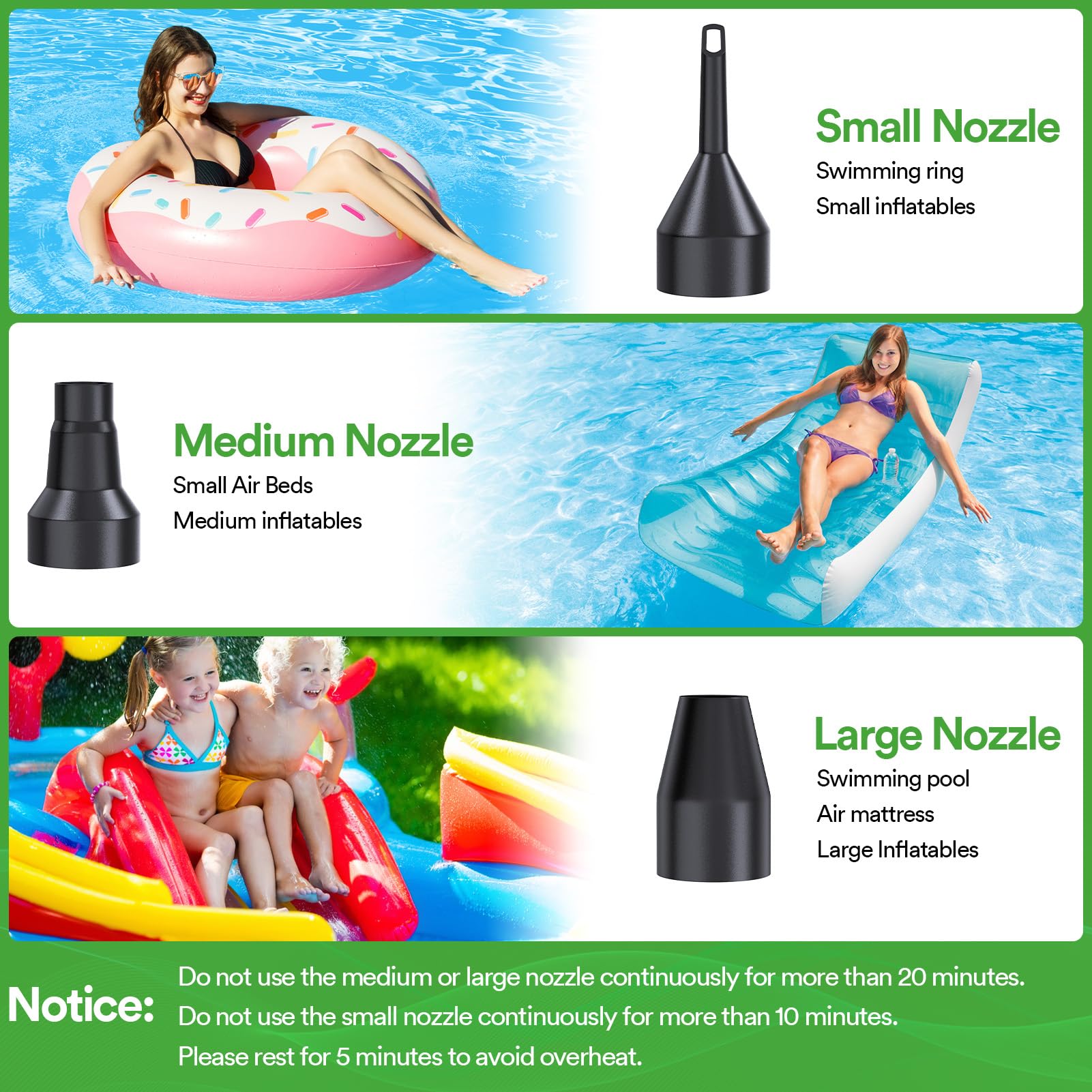 **PULIDIKI 50W Electric Air Pump for Inflatables - Portable Quick Inflator/Deflator with 3 Nozzles - Ideal for Air Mattress, Air Sofa, Pool Toys - Perfect for Camping, Travel & Home Use (AC/DC Power)**