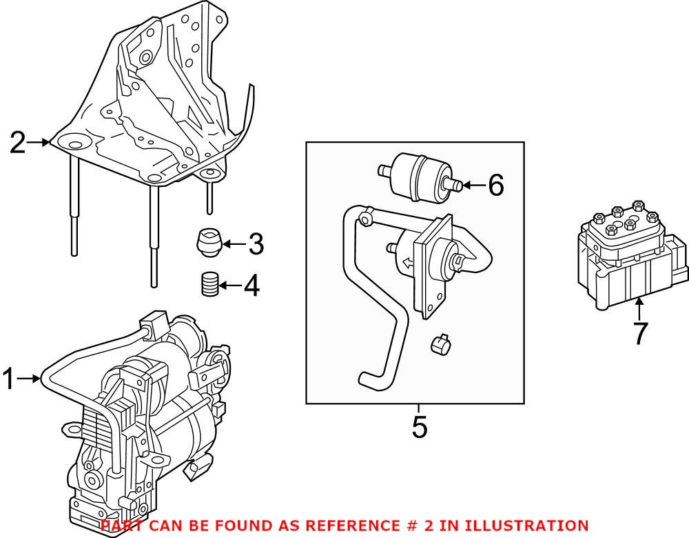 Genuine OEM Air Suspension Compressor Bracket for Mercedes-Benz S-Class W222 (2223200943) - Perfect for Suspension Repair & Maintenance