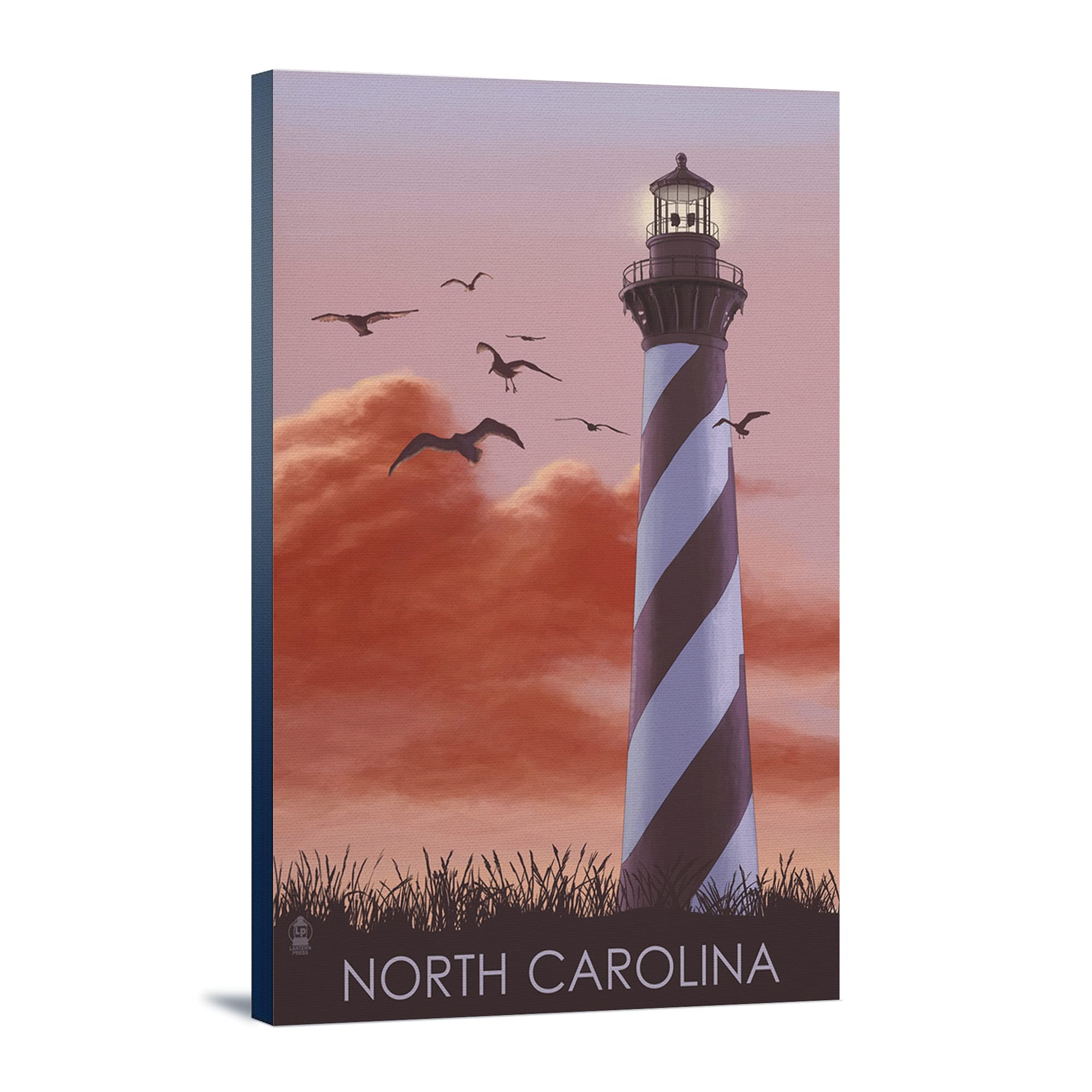 Lantern Press North Carolina Lighthouse at Sunrise - 16x24 Wrapped Canvas Wall Art for Living Room, Bedroom & Office Decor