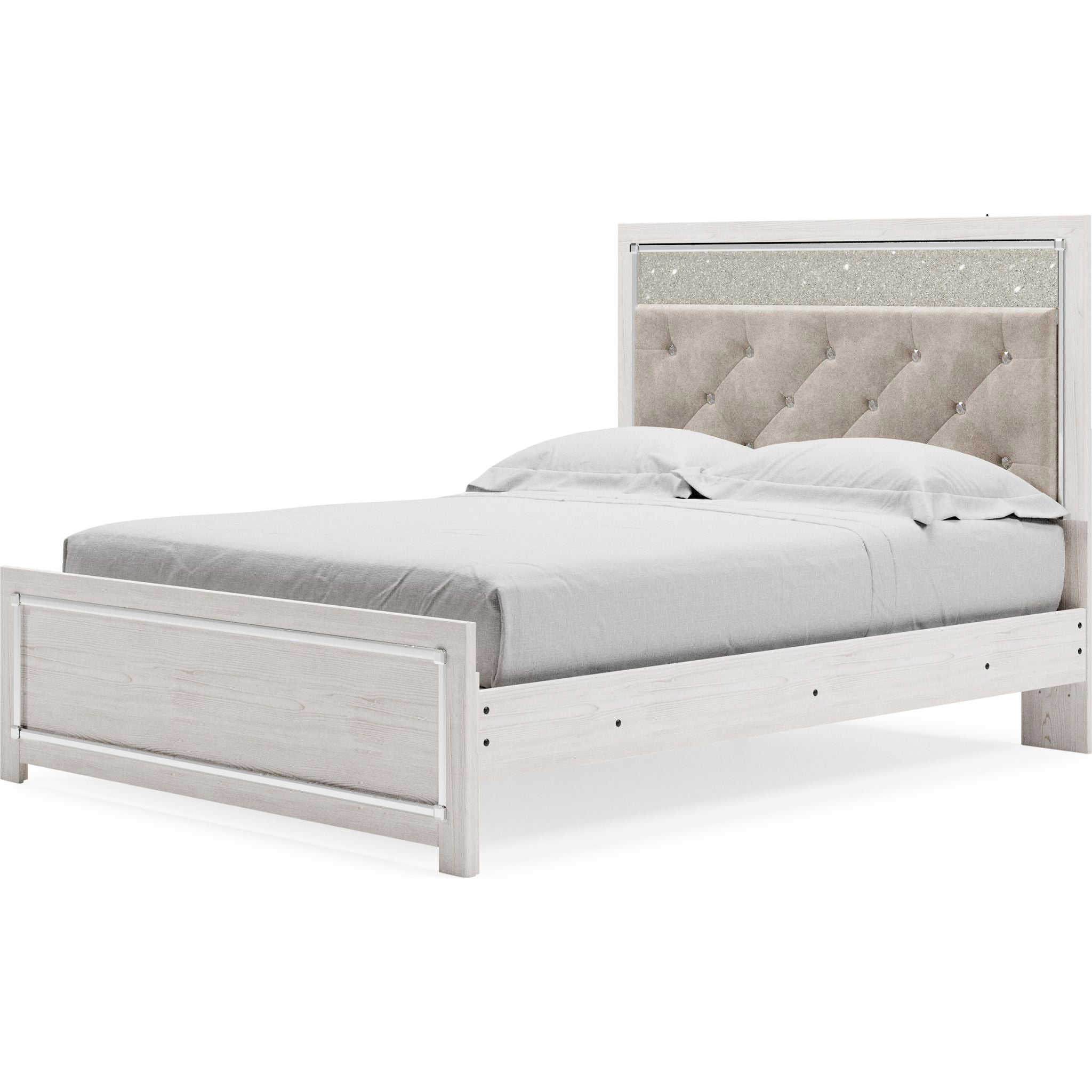 Altyra Queen Size Upholstered Panel Bed with Wooden Frame - Elegant Bedroom Furniture for Master Bedroom, Guest Room & Home Decor