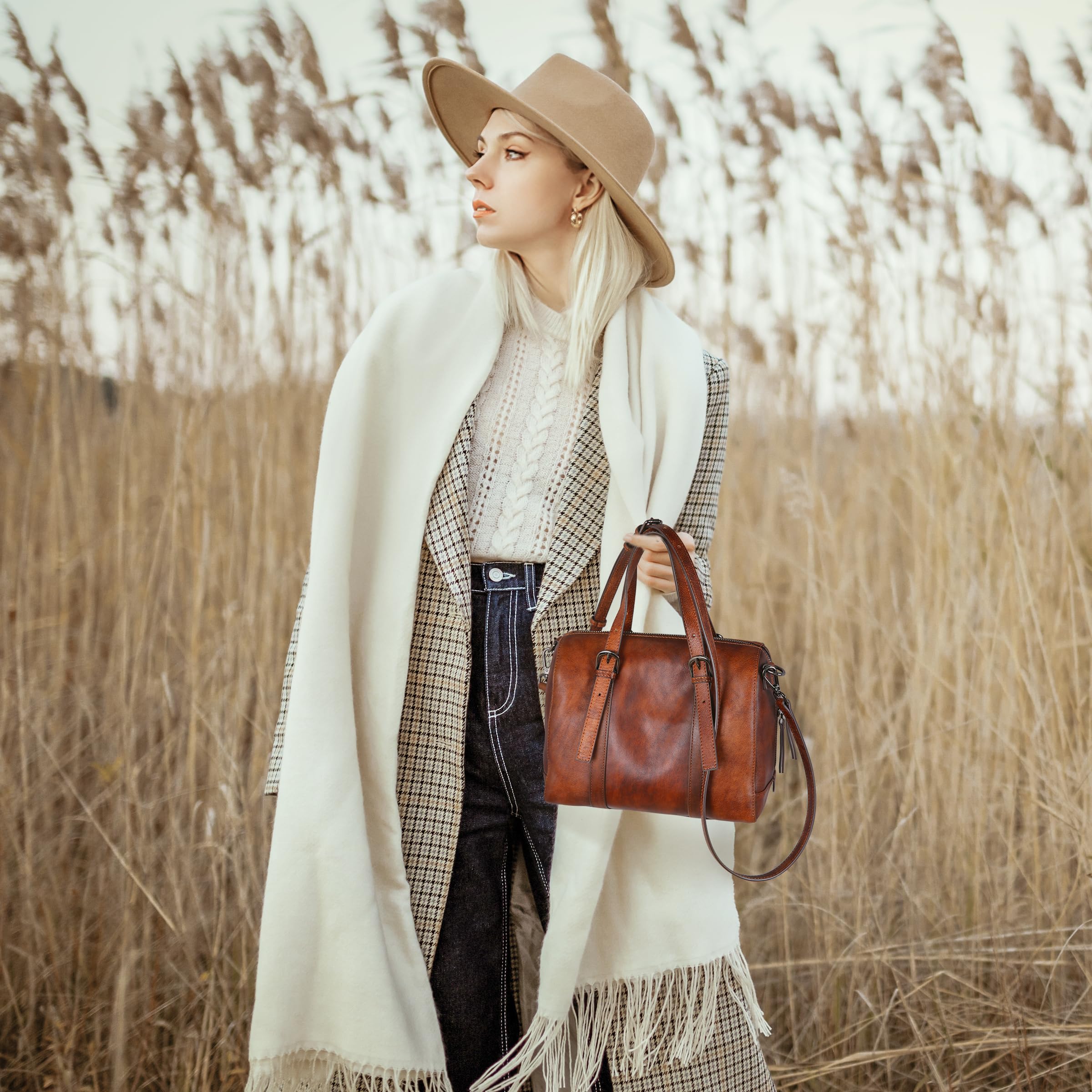 Genuine Leather Hobo Crossbody Bag for Women - Designer Satchel Handbag with Top Handle - Perfect for Travel, Work & Everyday Use
