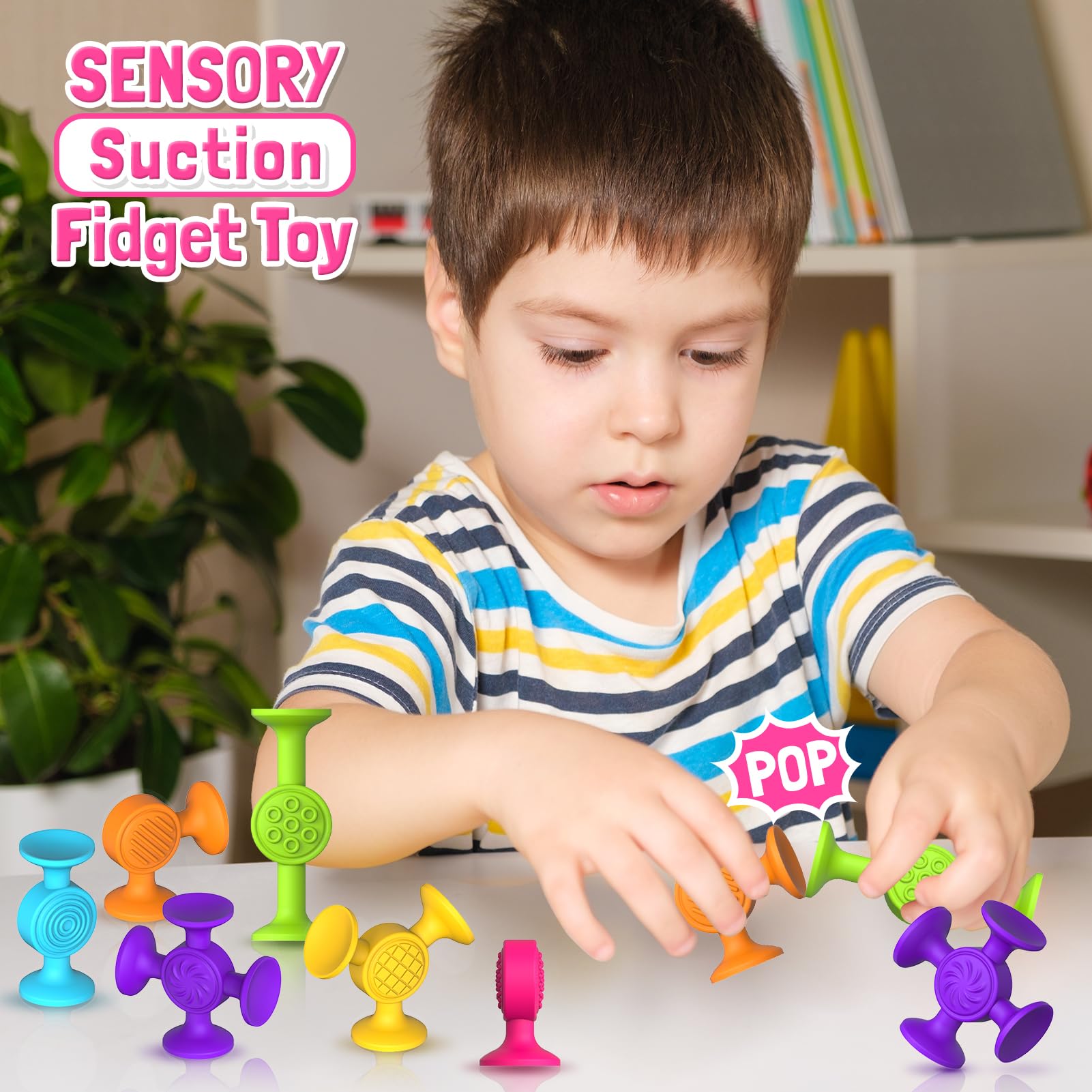 12-Piece Toddler Suction Cup Bath Toys - Sensory Fidget Toys for Kids, Window & Travel Play - Safe Bathtub Fun for Babies & Toddlers (Perfect for Sensory Development & Travel Entertainment)