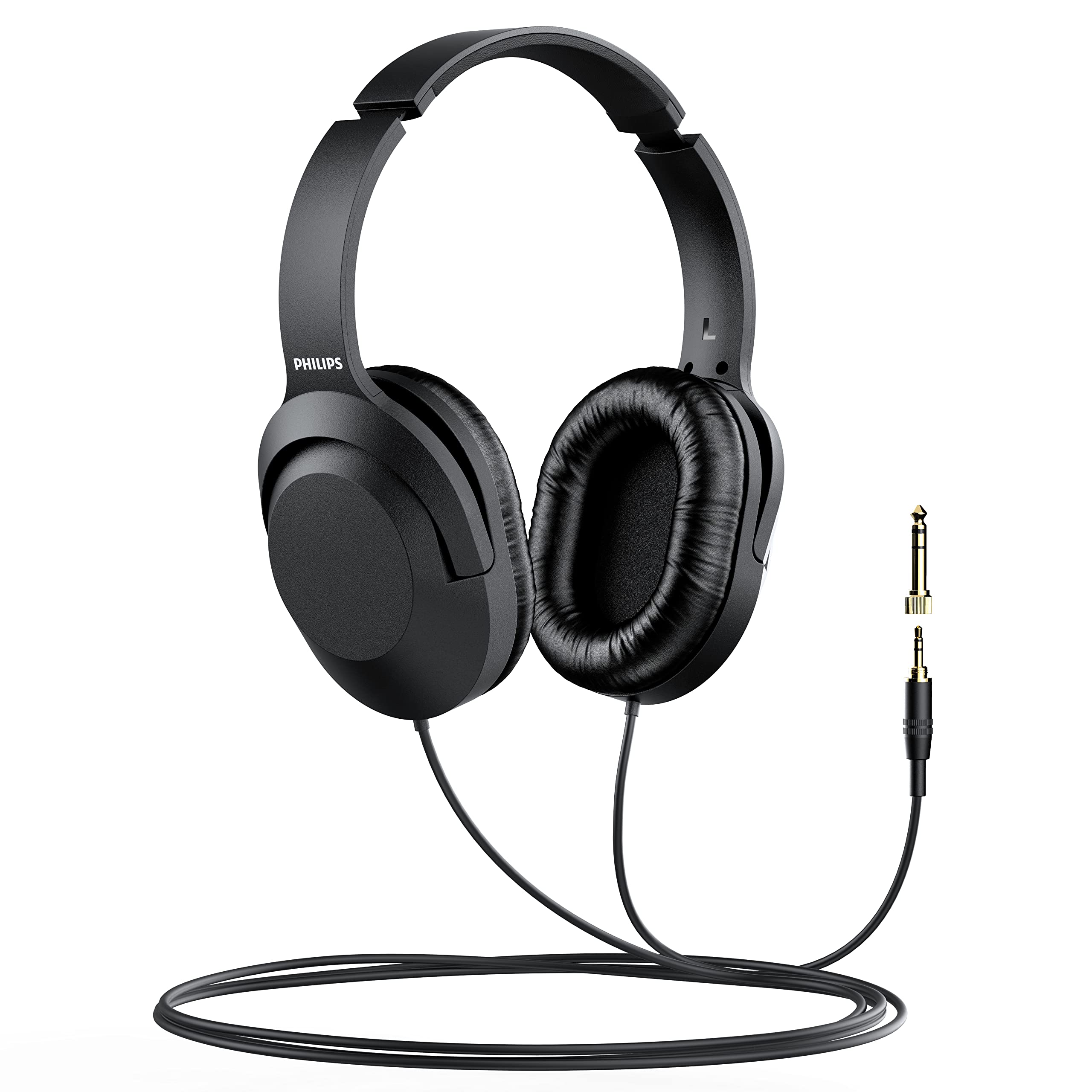 Philips Over-Ear Wired Stereo Headphones with 6.3mm Adapter - Professional Studio Monitoring Headset for Podcasting, Recording, Computer, Keyboard & Guitar - Perfect for Home Studios & Music Production