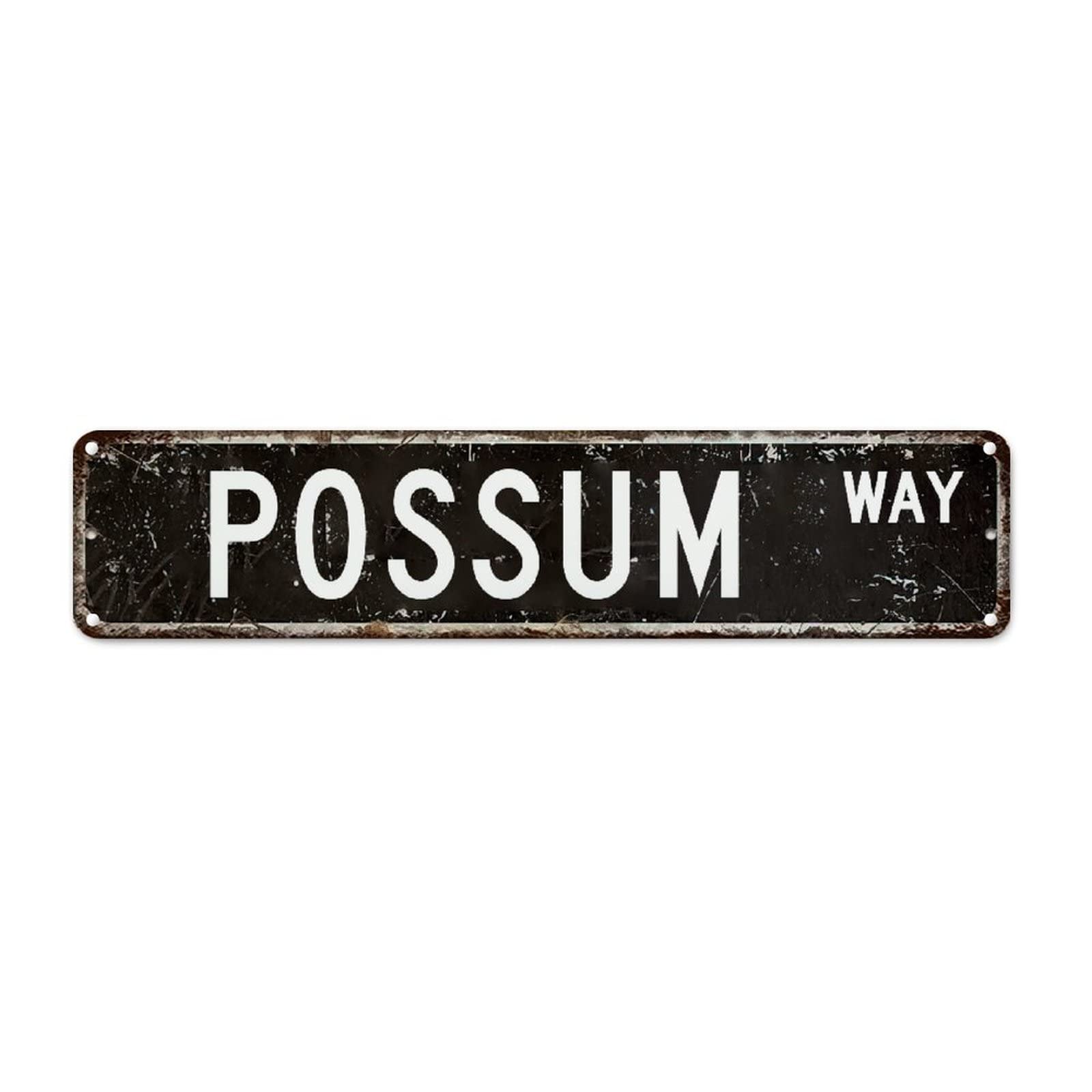 Vintage Metal Possum Wall Art Sign - 18x4in Rustic Tin Poster for Home, Front Porch, Garden & Outdoor Decor - Unique Gift for Possum Lovers & Wildlife Enthusiasts - Perfect for Country Cabin, Man Cave or Backyard Shed Decoration