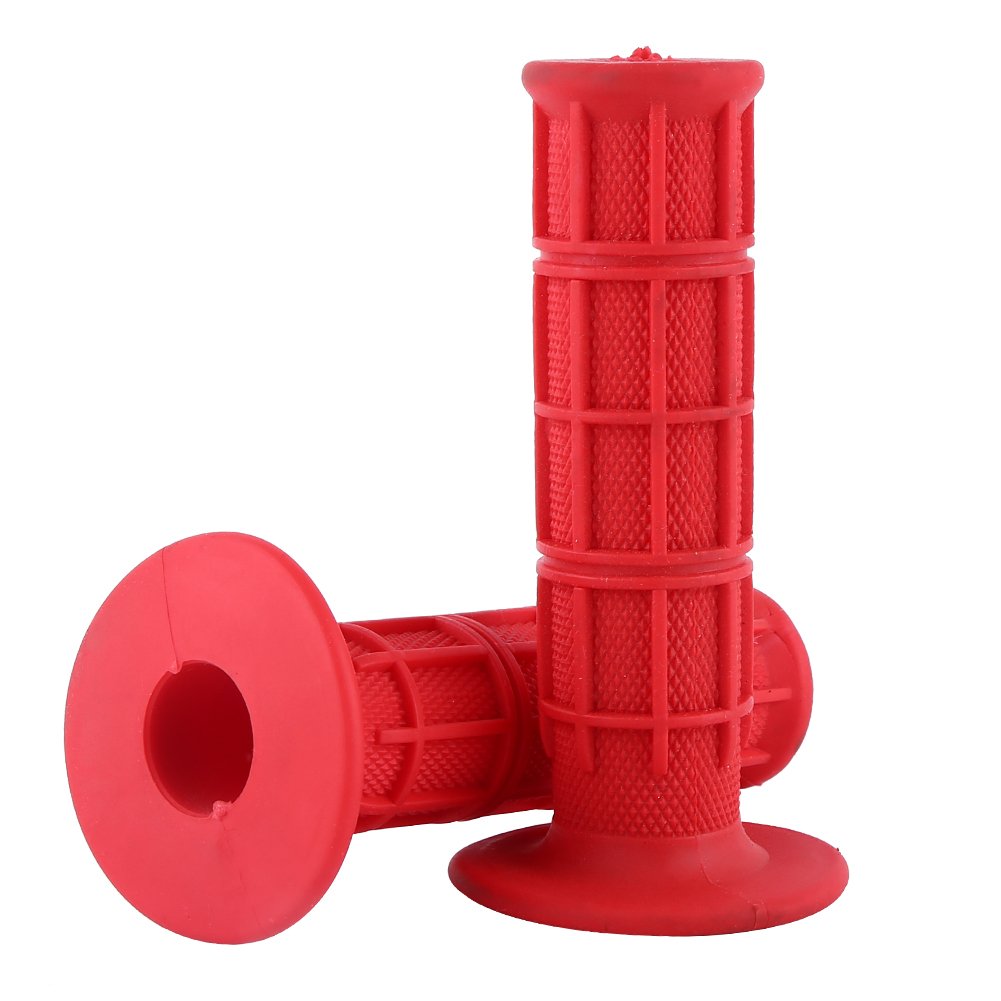 Universal 22mm Motorcycle Handlebar Grips - Soft Silicone Comfort Grip for Cruiser & Sport Bikes (Red) - Reduce Vibration & Fatigue