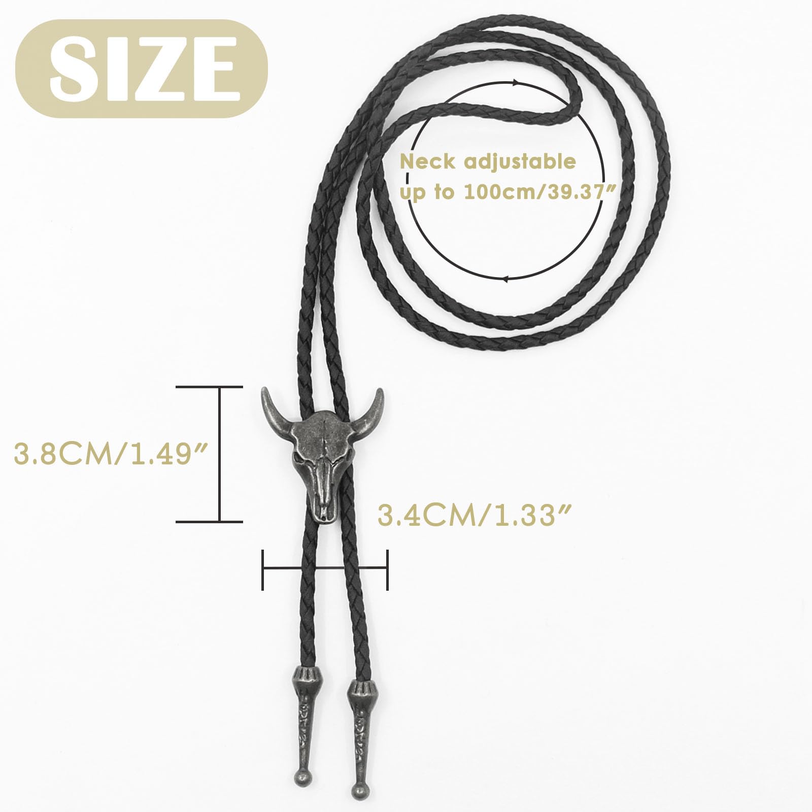 Western Bolo Tie for Men & Women - Leather Strap Accessory for Halloween & Costume Parties