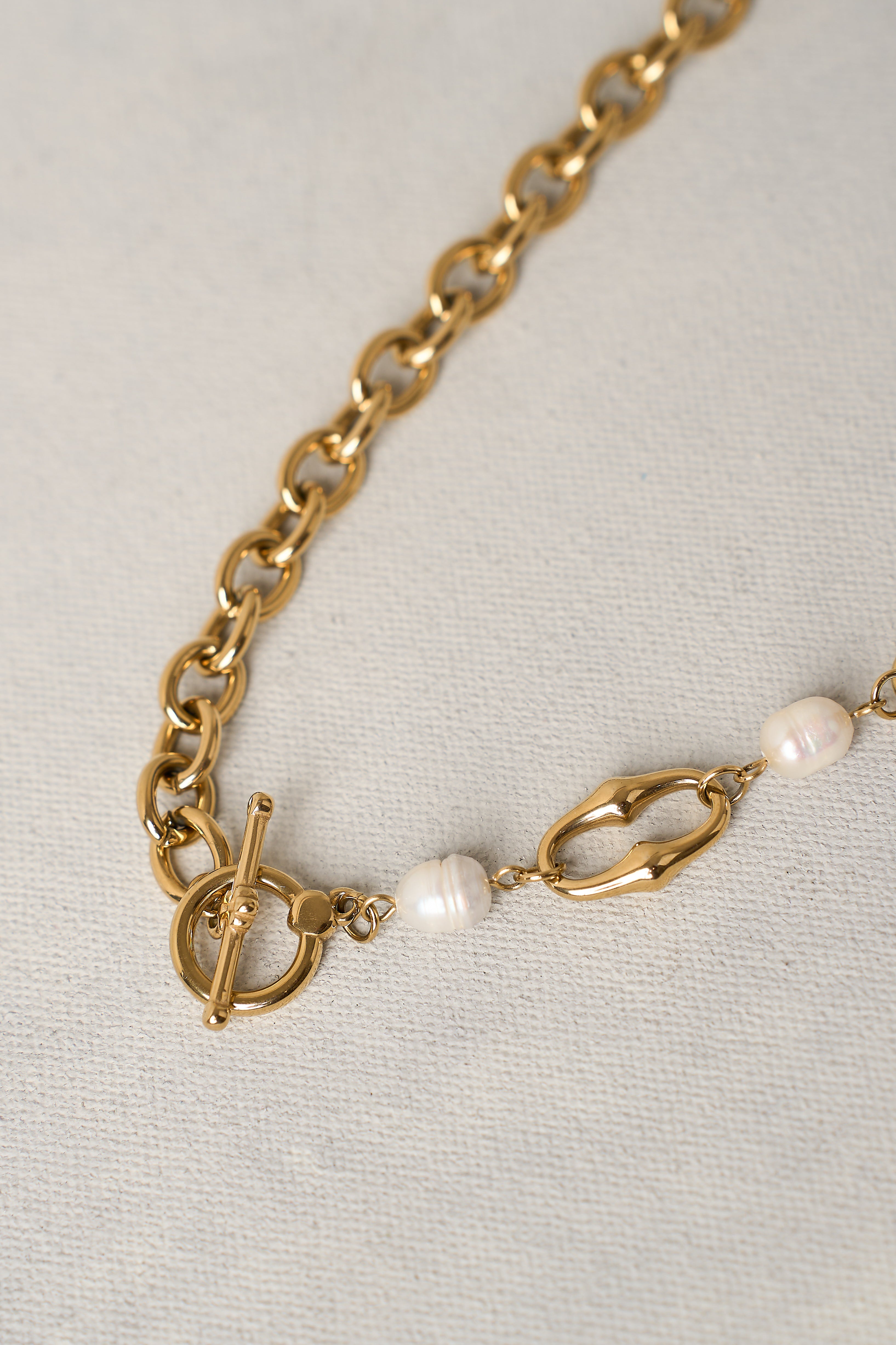 Elegant Gold Pearl & Chain Necklace for Women - Perfect for Weddings, Parties & Everyday Wear