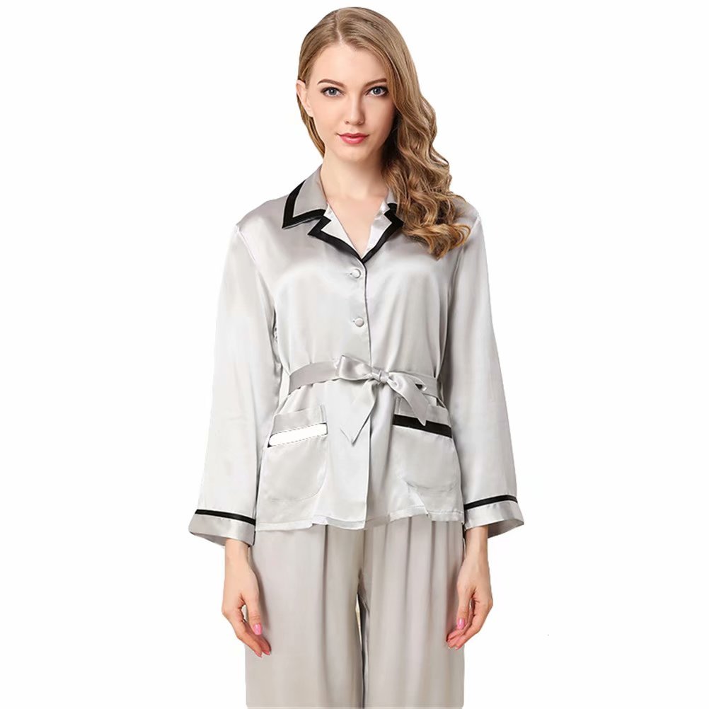 Women's 100% Silk Nightgown & Pajama Set - Red Long Sleeve Sleepwear for Summer | Comfortable Home Loungewear for Relaxing Evenings & Cozy Nights