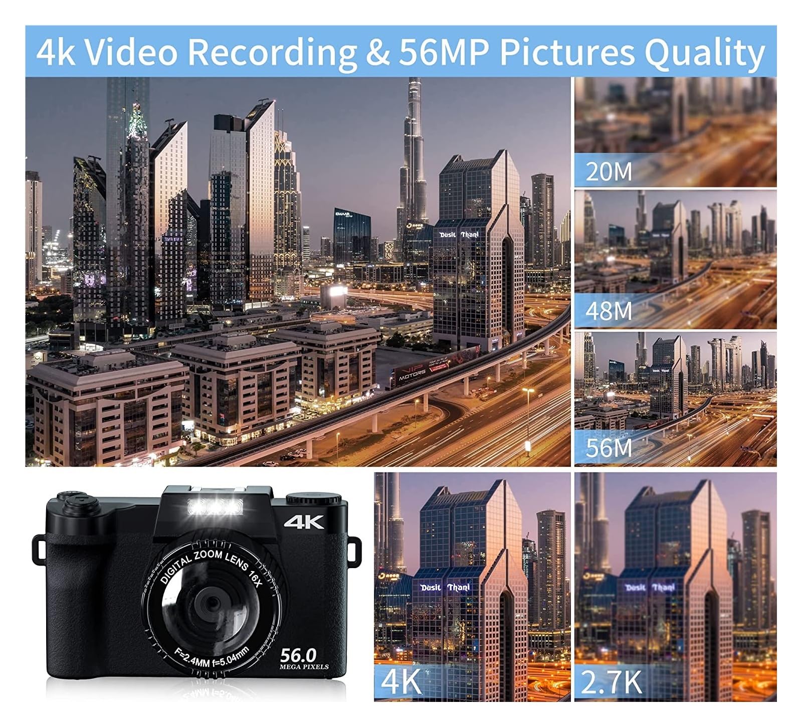 56MP MZZYG Digital Camera with Auto Focus, 4K Video & WiFi - 3