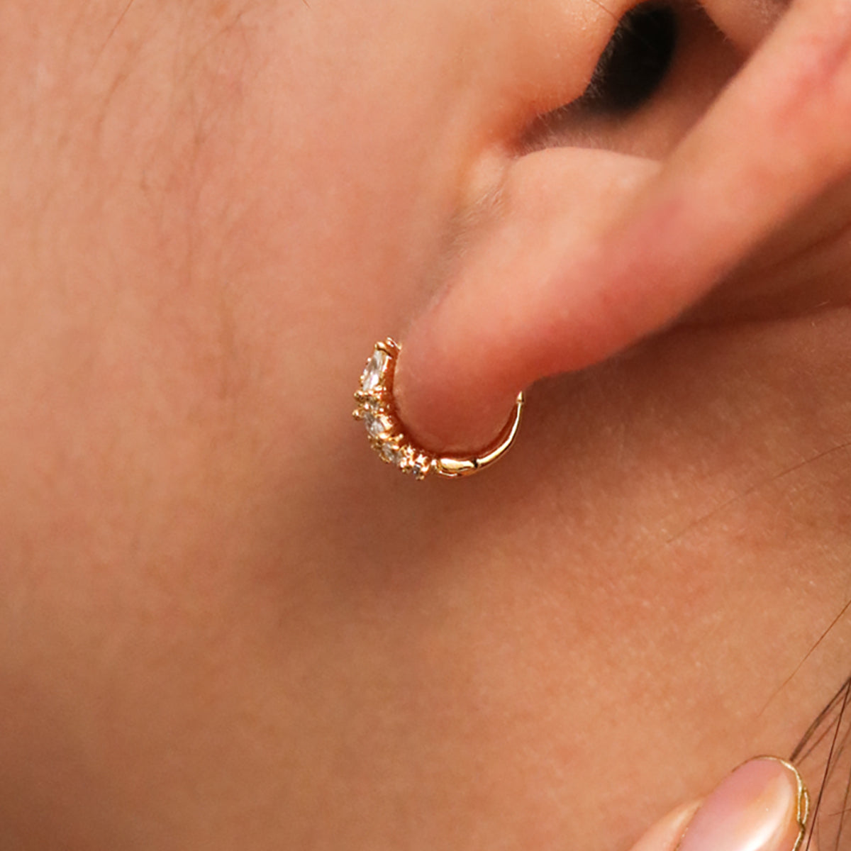 Cubic Cluster Huggie Earrings for Women – Minimalist Gold Hoop Earrings for Everyday Wear | Perfect for Work, Date Night & Gifting