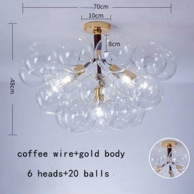 Elegant Transparent Glass Bubble Chandelier - Modern Artistic Lighting Fixture for Dining Room, Living Room & Bedroom Decor