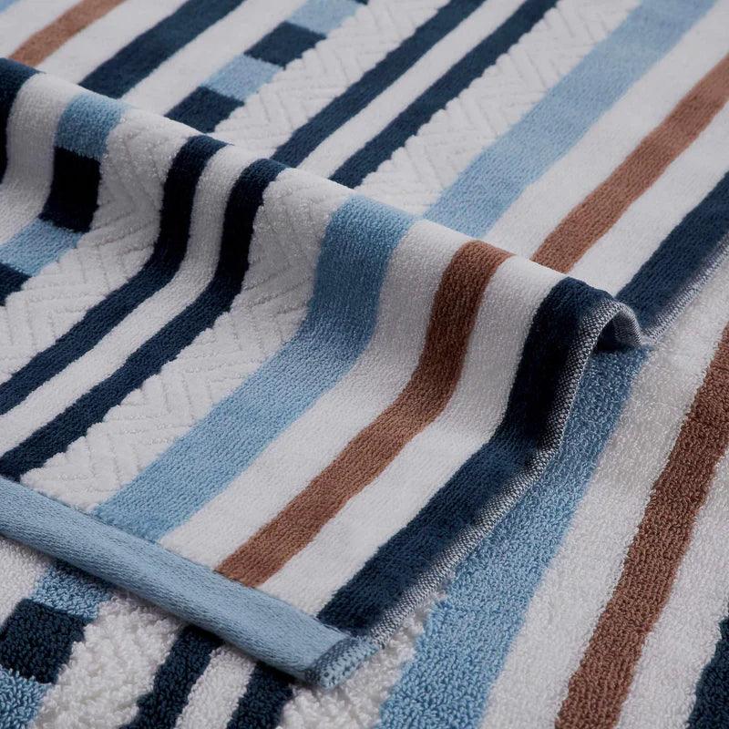 Premium 4-Piece Cotton Oversized Striped Beach Towel Set - Soft, Absorbent & Quick-Drying for Pool, Beach, Yoga & Gym Use