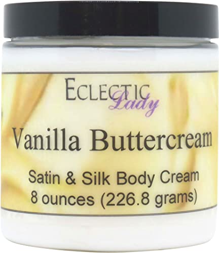 Vanilla Buttercream Satin & Silk Body Cream - Ultra Hydrating Lotion for Dry Skin - 8 oz Moisturizer for Soft, Smooth Skin - Perfect for Daily Use & Nighttime Skincare Routine