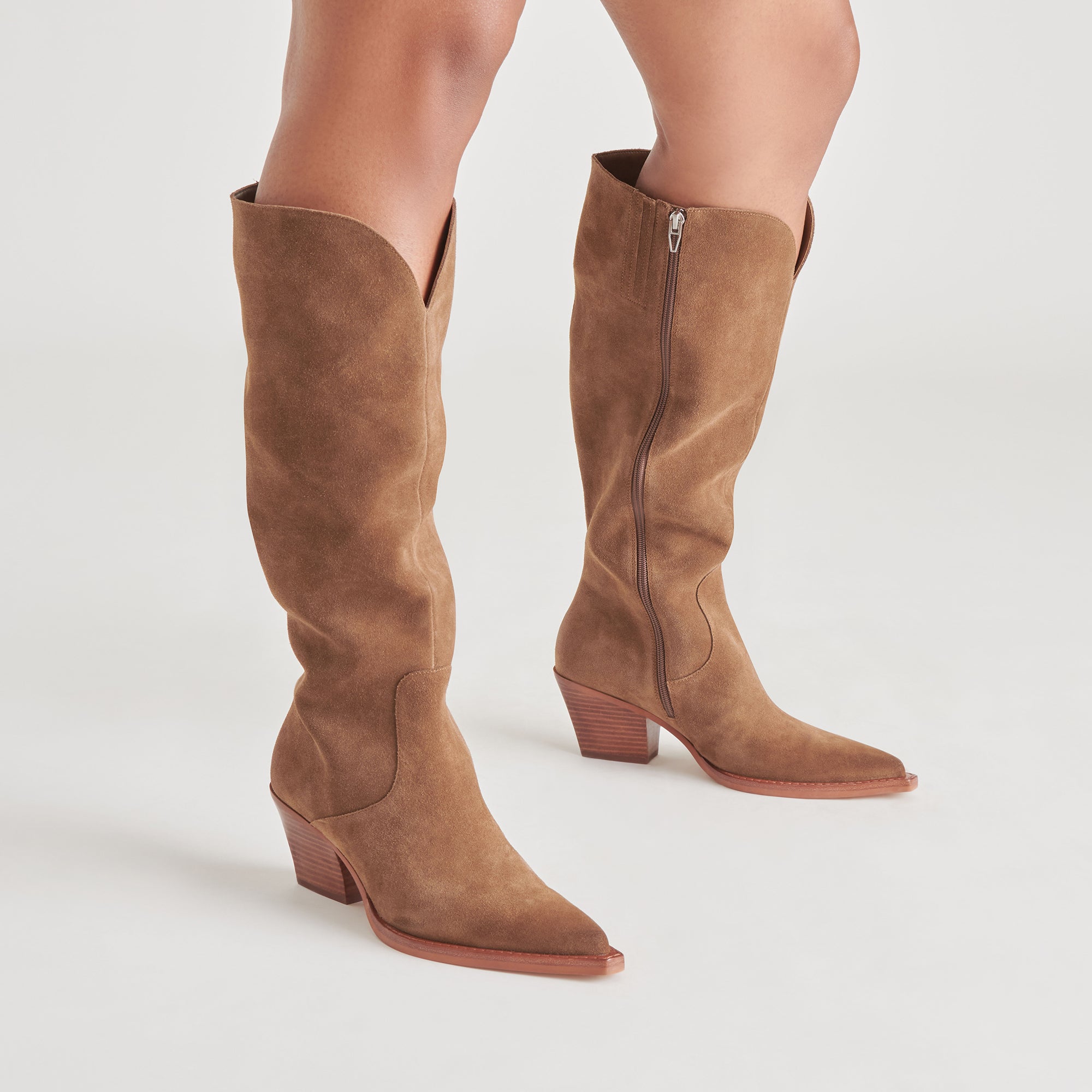 RAJ Wide Calf Boots for Women - Brown Suede Ankle Boots with Comfortable Fit | Perfect for Fall, Winter & Casual Outfits