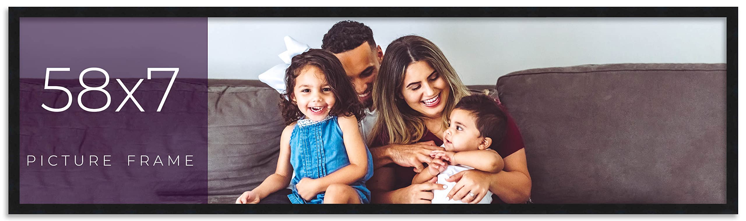 Noir Classique 58x7 Black Wood Picture Frame with UV Acrylic, Foam Board Backing & Hanging Hardware - Perfect for Wall Art, Photo Displays & Home Decor