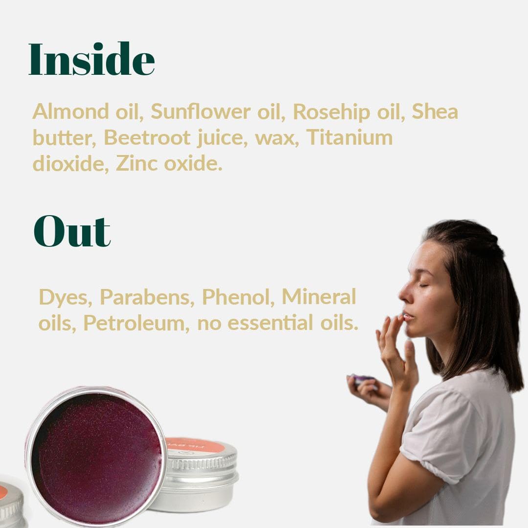 Earthly Beetroot Lip Balm with Rosehip & Almond Oil – SPF 30 Moisturizing Treatment for Soft, Naturally Pink Lips | Fades Dark Pigmentation | Maroon Tint Lip Care | Vegan & Cruelty-Free | Perfect for Daily Use, Outdoor Activities & Makeup Prep – 15g