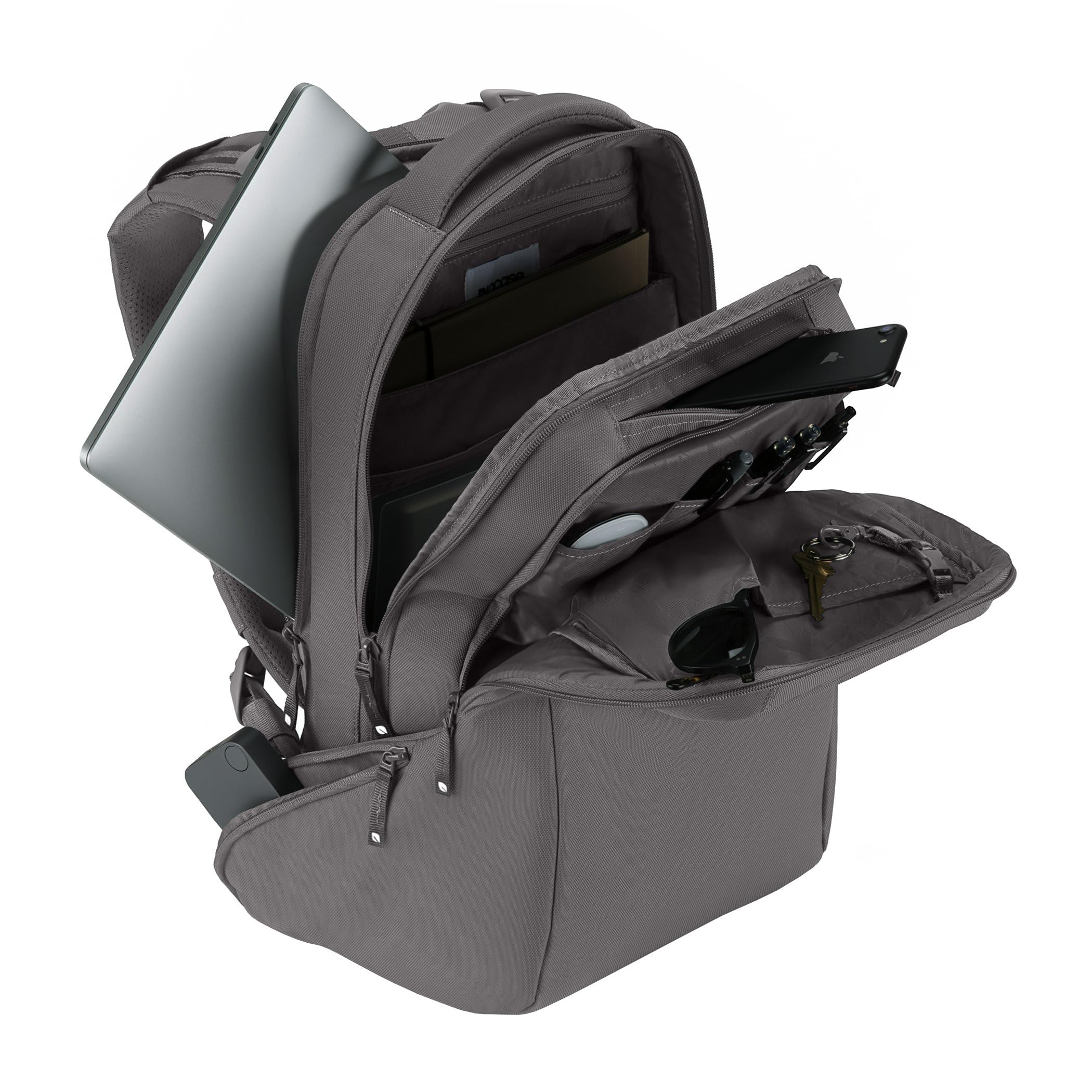 Incase ICON Durable Travel Backpack with Laptop Compartment - 16-inch Laptop Backpack - Water-Resistant 840D Nylon Carry-On Bag for Business Travel & Commuting - Compact Grey Backpack for Work, College & Airplane Use