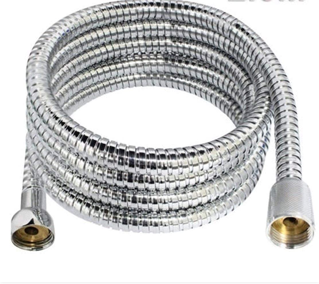 Stainless Steel Shower Hose 1.5/2/3 Meter - Flexible Bathroom Plumbing Pipe with Silicone Washer for Bath & Shower Heads (Chrome, 200cm) - Perfect for Home, Hotel & Spa Renovations