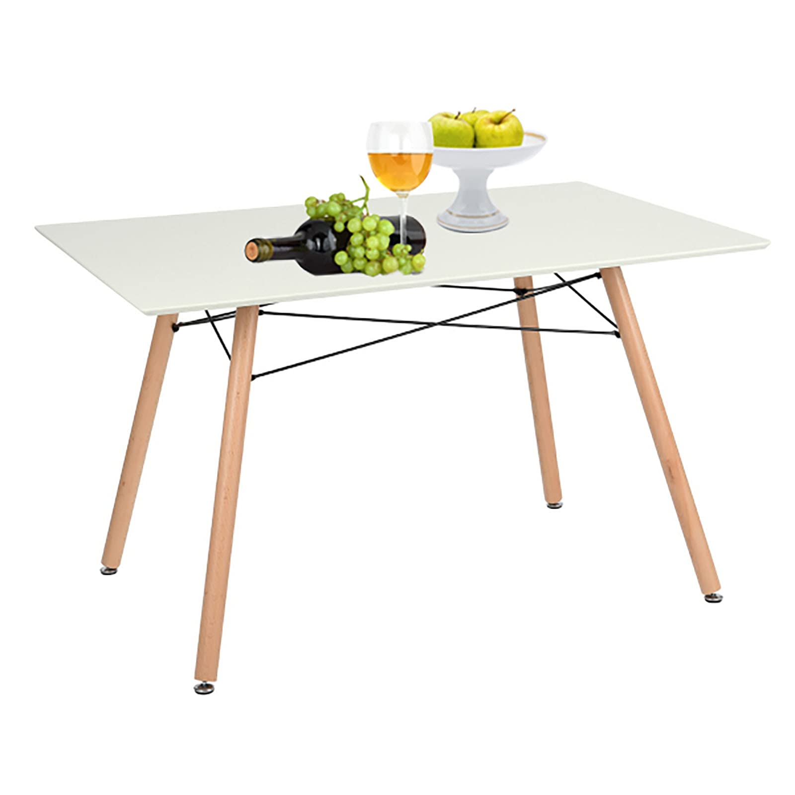 HOMVENT 47 Inch Solid Wood Mid-Century Modern Dining Table - White B | Kitchen & Dining Room Table for 4 | Space-Saving Design for Small Homes & Apartments | Perfect for Family Meals, Home Office & Compact Living Spaces