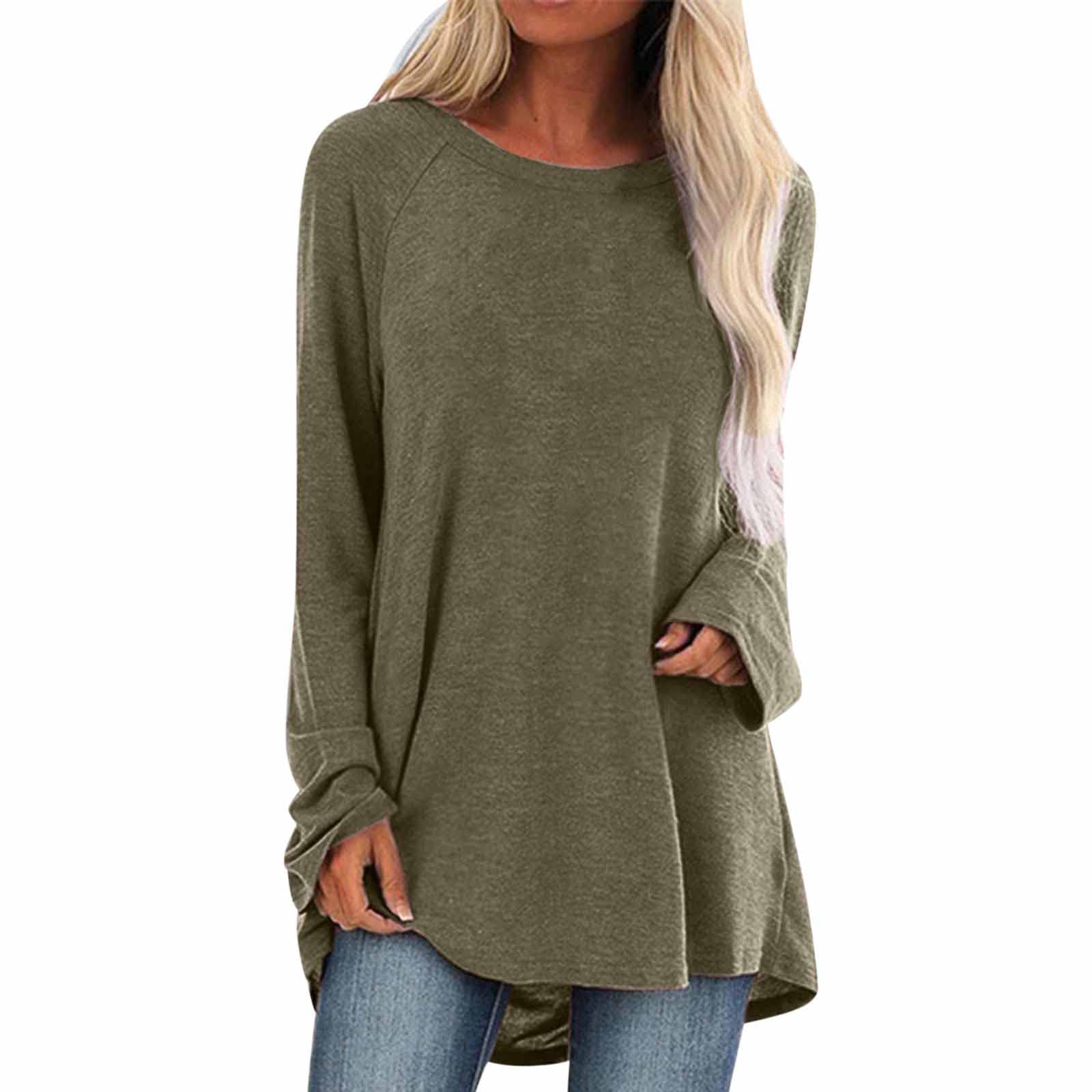 Women's Casual Long Sleeve Tie Dye Tunic Top - Round Neck Loose Fit Irregular Hem Shirt | Perfect for Everyday Wear, Office Outfits & Boho Style Fashion