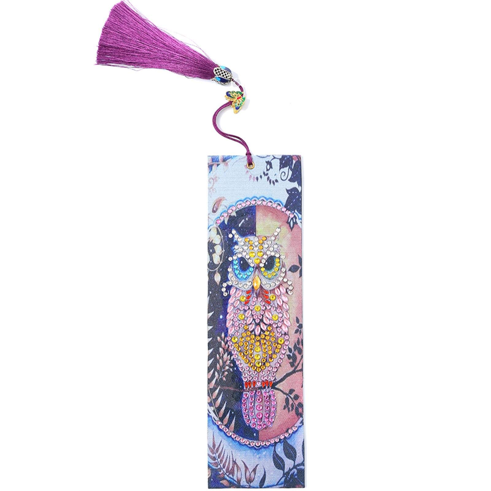 Owl Pattern DIY Beaded Tassel Bookmarks for Adults - Handmade Diamond Painting Craft Kits for Beginners | Perfect for Book Lovers, Reading Accessories & Creative Gifts