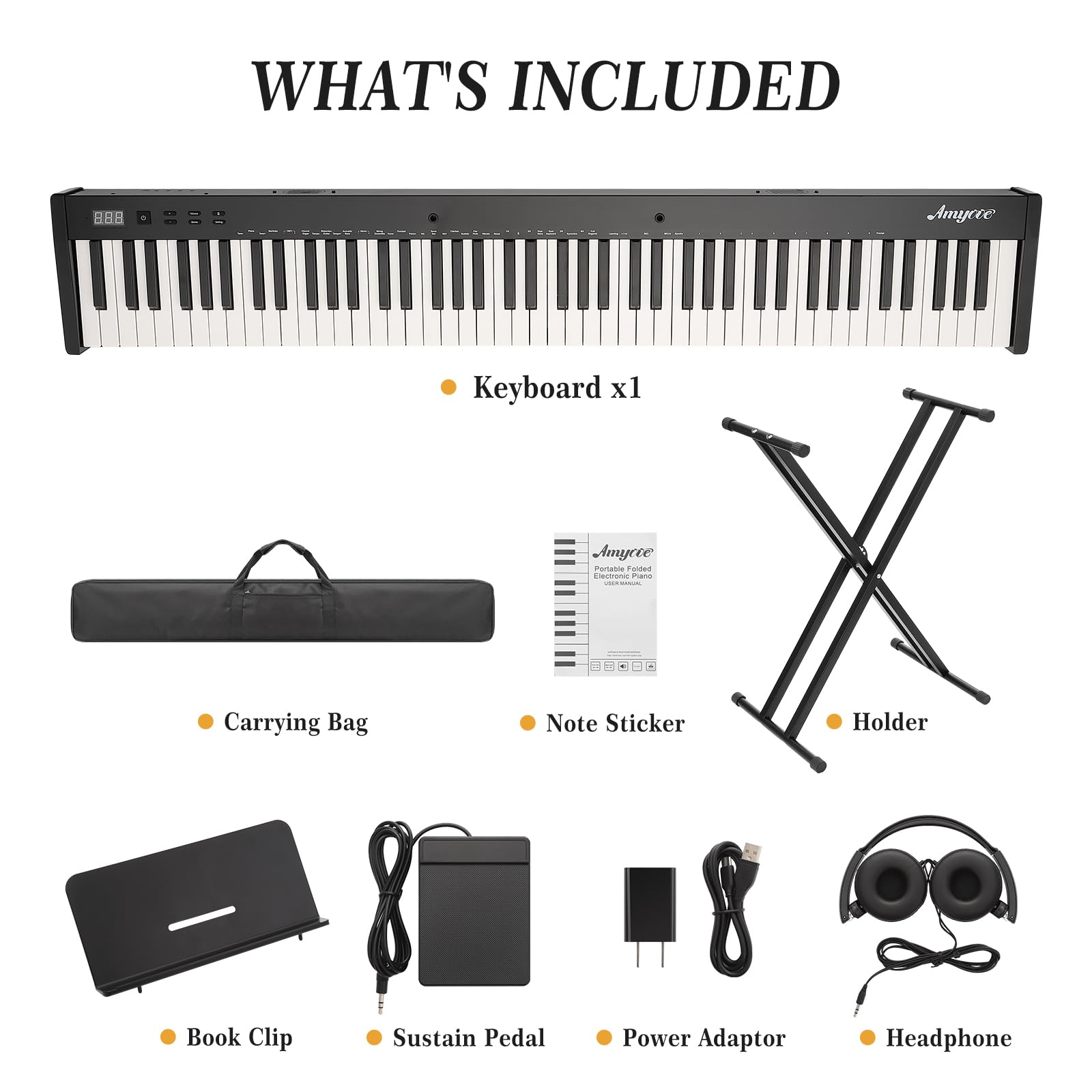 88-Key Digital Piano Keyboard - Full Size Electric Keyboard Piano for Beginners & Adults with Stand, Headphones, Sustain Pedal, Carrying Bag - Bluetooth & USB MIDI Connectivity - Perfect for Home Practice, Studio Recording & Live Performances
