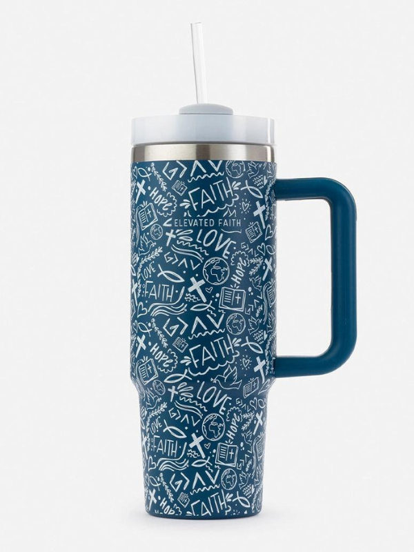 Keep The Faith 30oz Stainless Steel Tumbler with Lid & Straw - Insulated Travel Mug for Coffee, Tea & Cold Drinks - Perfect for Work, Gym & Outdoor Activities