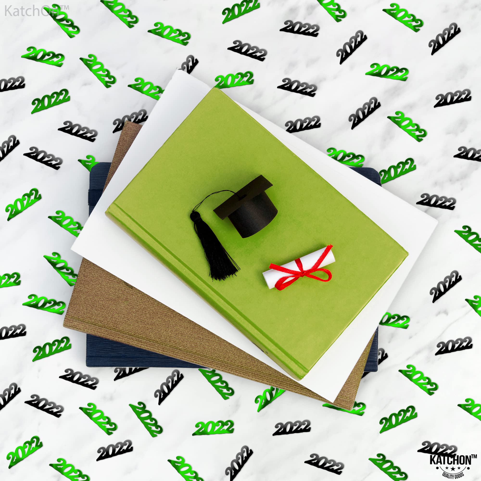 2022 Graduation Confetti - 1000 Pcs Green & Black Graduation Party Decorations for Table, Photo Backdrops & Celebration Scenes | Class of 2022 Graduation Supplies | Eco-Friendly Biodegradable Confetti