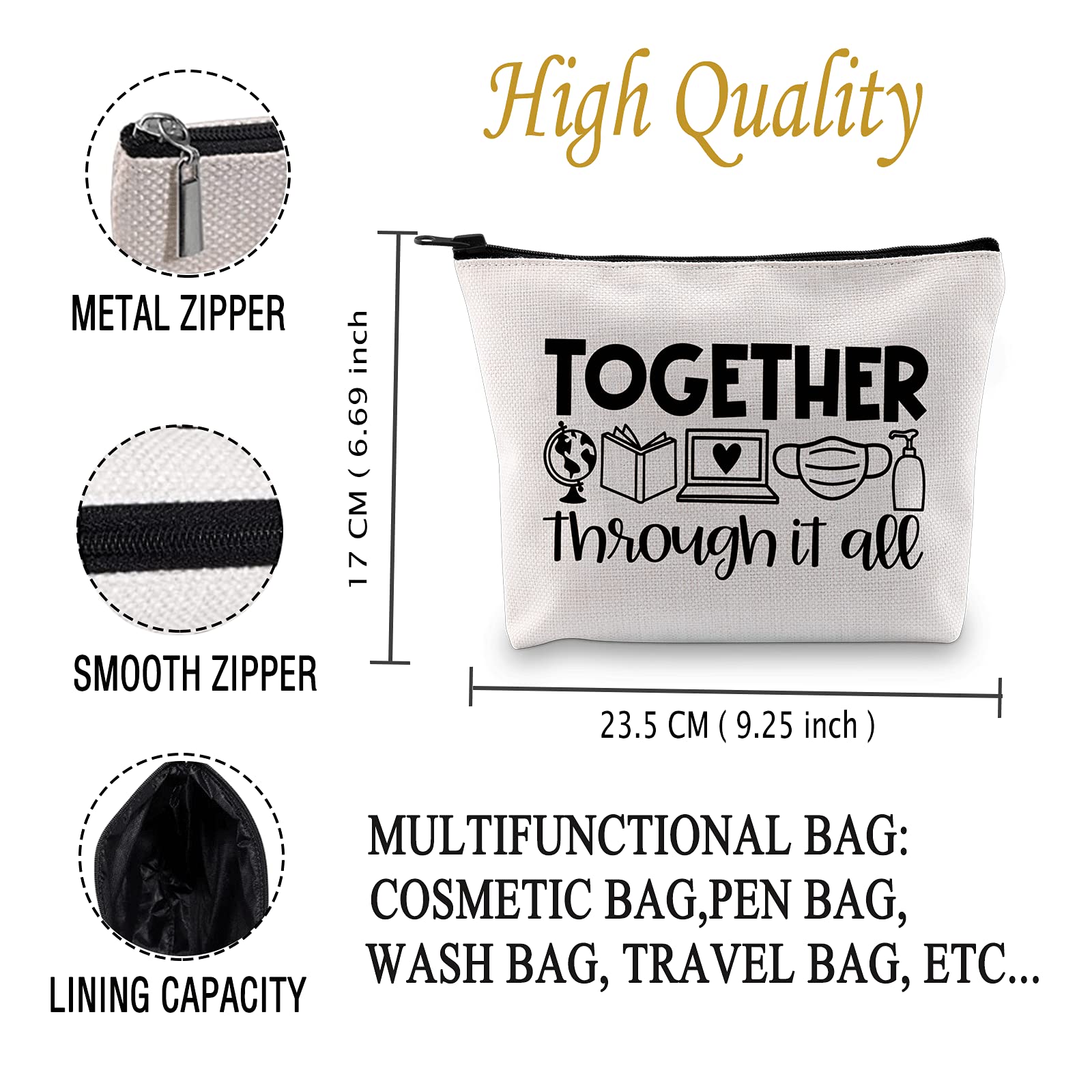 JXGZSO Teacher Appreciation Gift - Distance Learning Pouch & Makeup Bag for Educators - Perfect for School Supplies, Virtual Teaching Essentials & Everyday Use